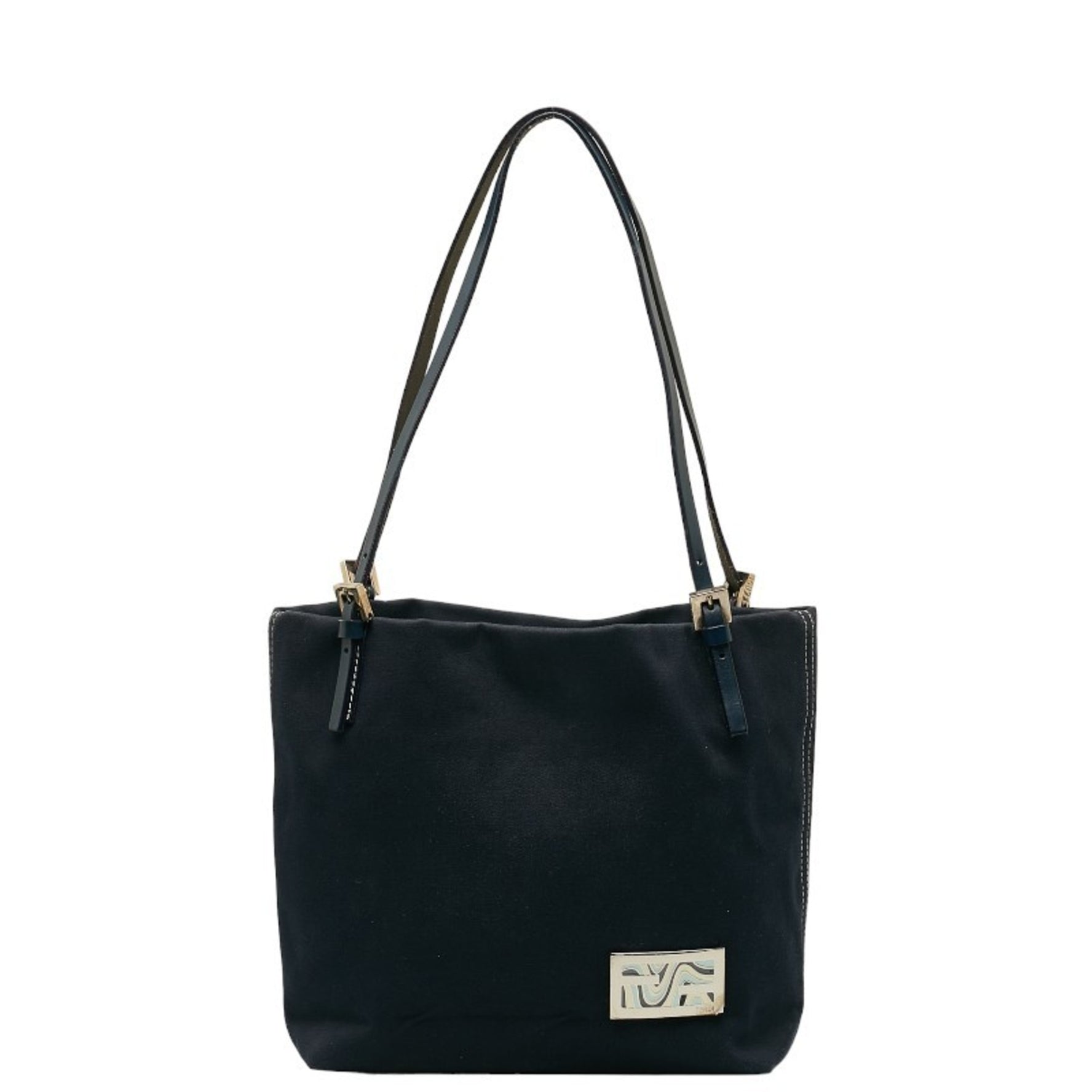 FENDI metal fittings tote bag shoulder canvas leather
