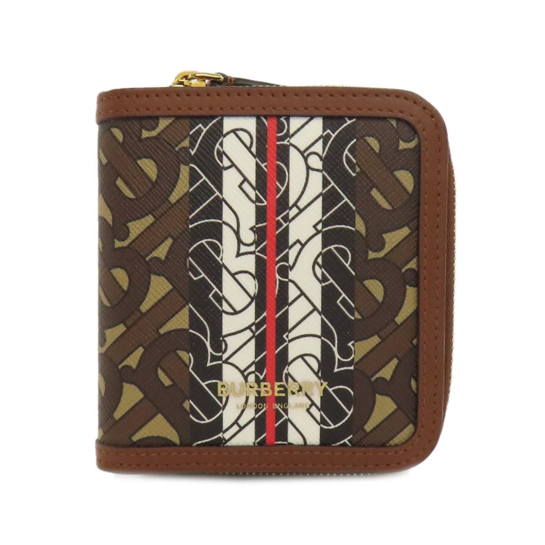 Burberry TB logo pattern bifold wallet leather