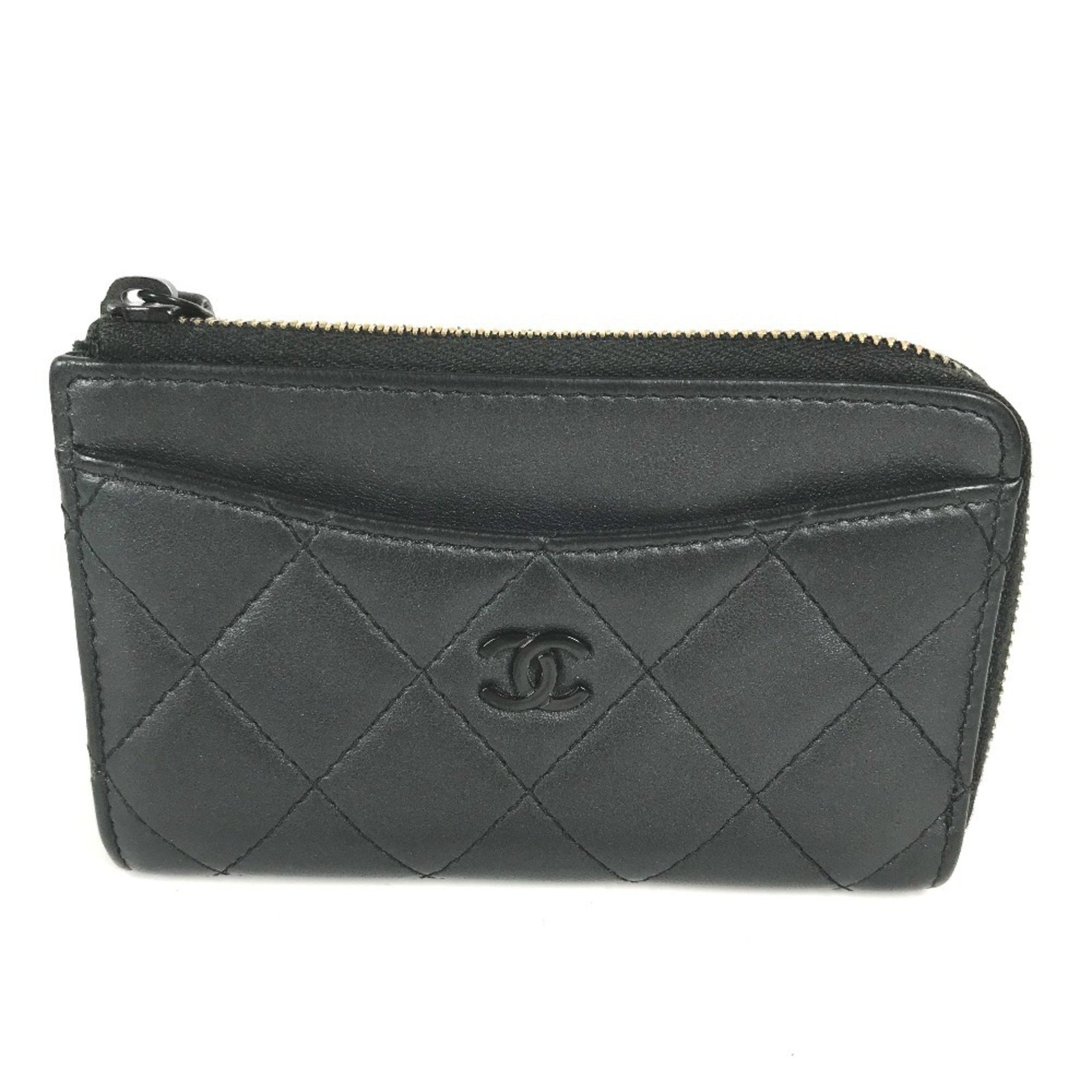 CHANEL So CC Coco Mark Matelasse Fragment Case Wallet/Coin Leather