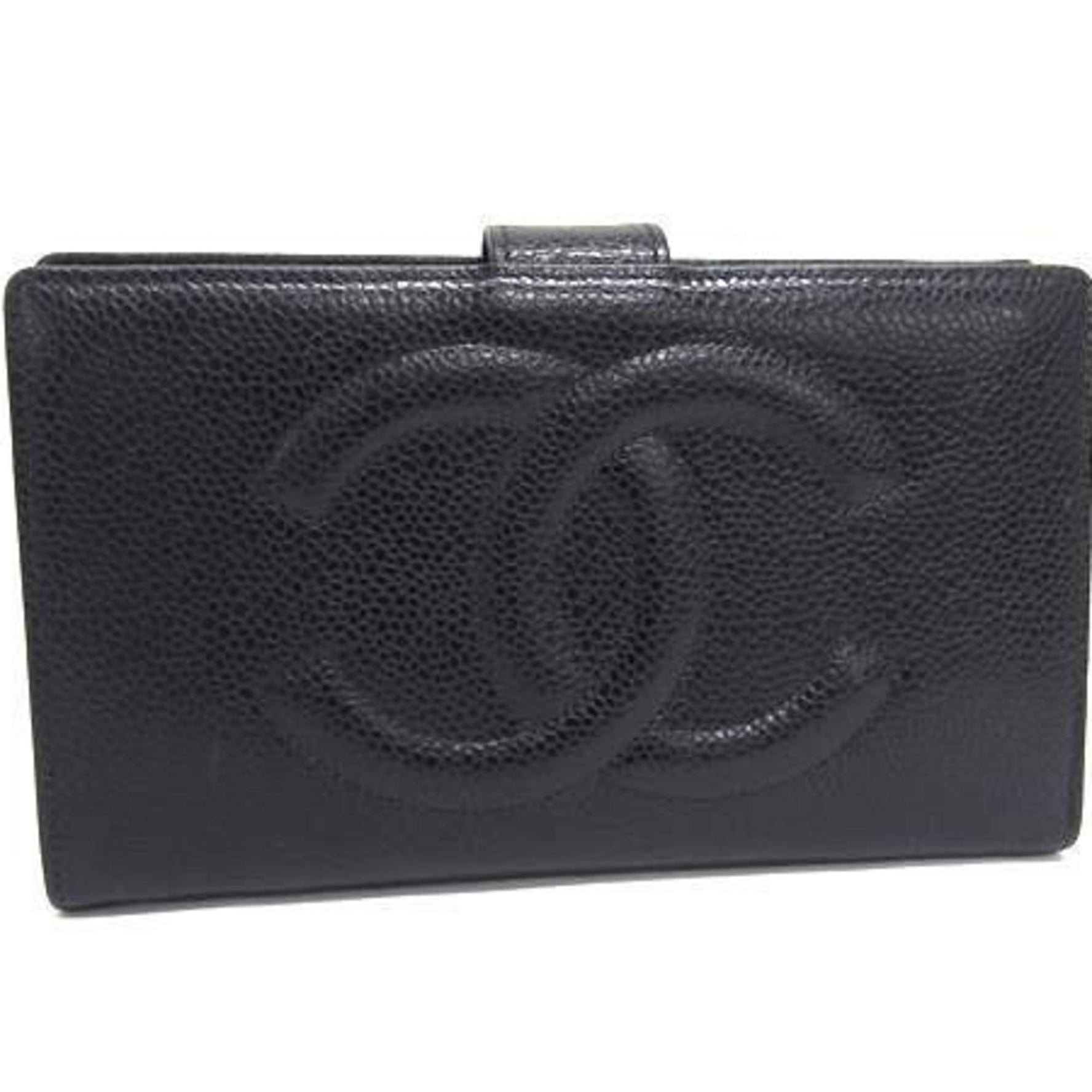 CHANEL Bi-fold Long Wallet Caviar Skin Coco Mark
