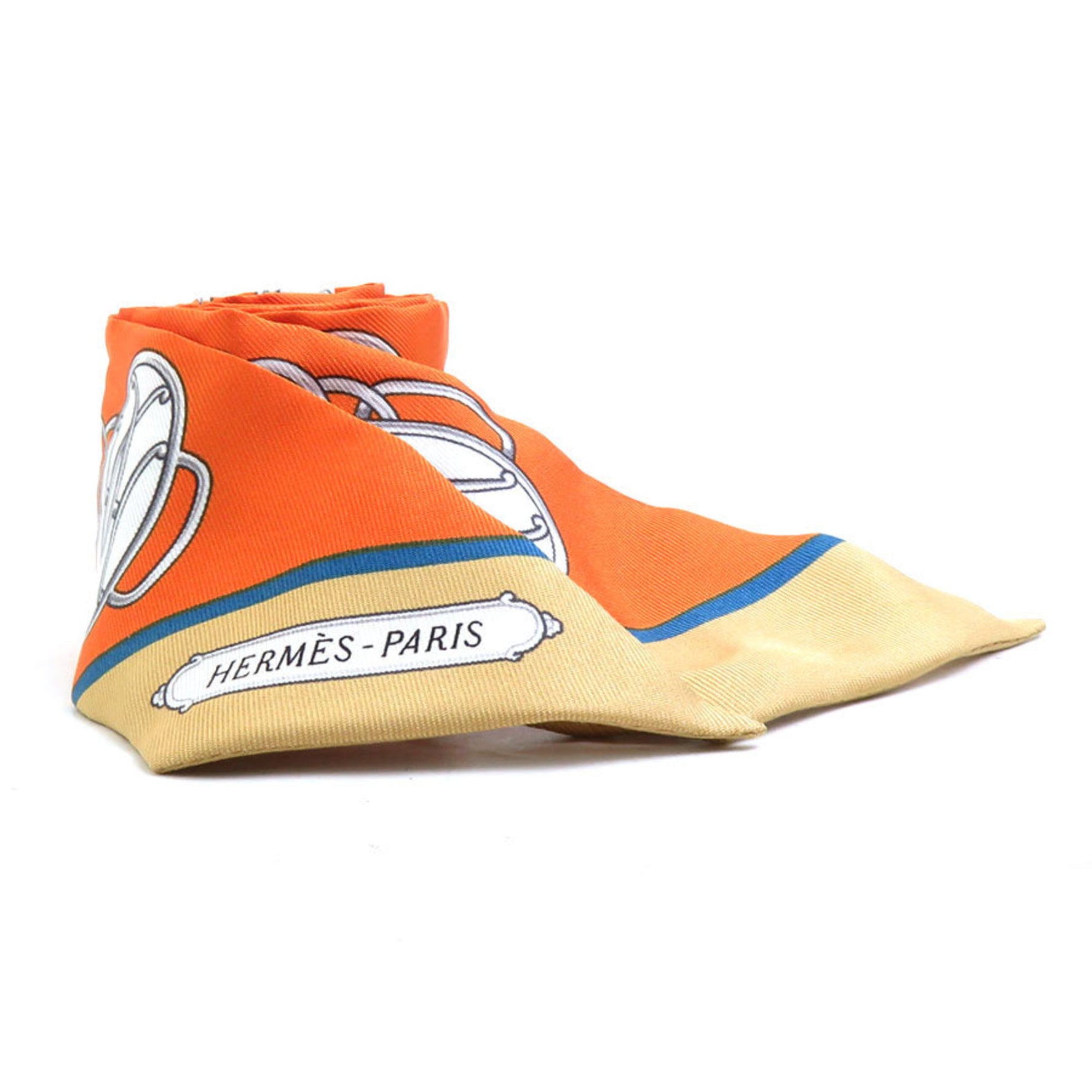 Hermes Scarf/Muffler Twilly Silk Orange Multicolor