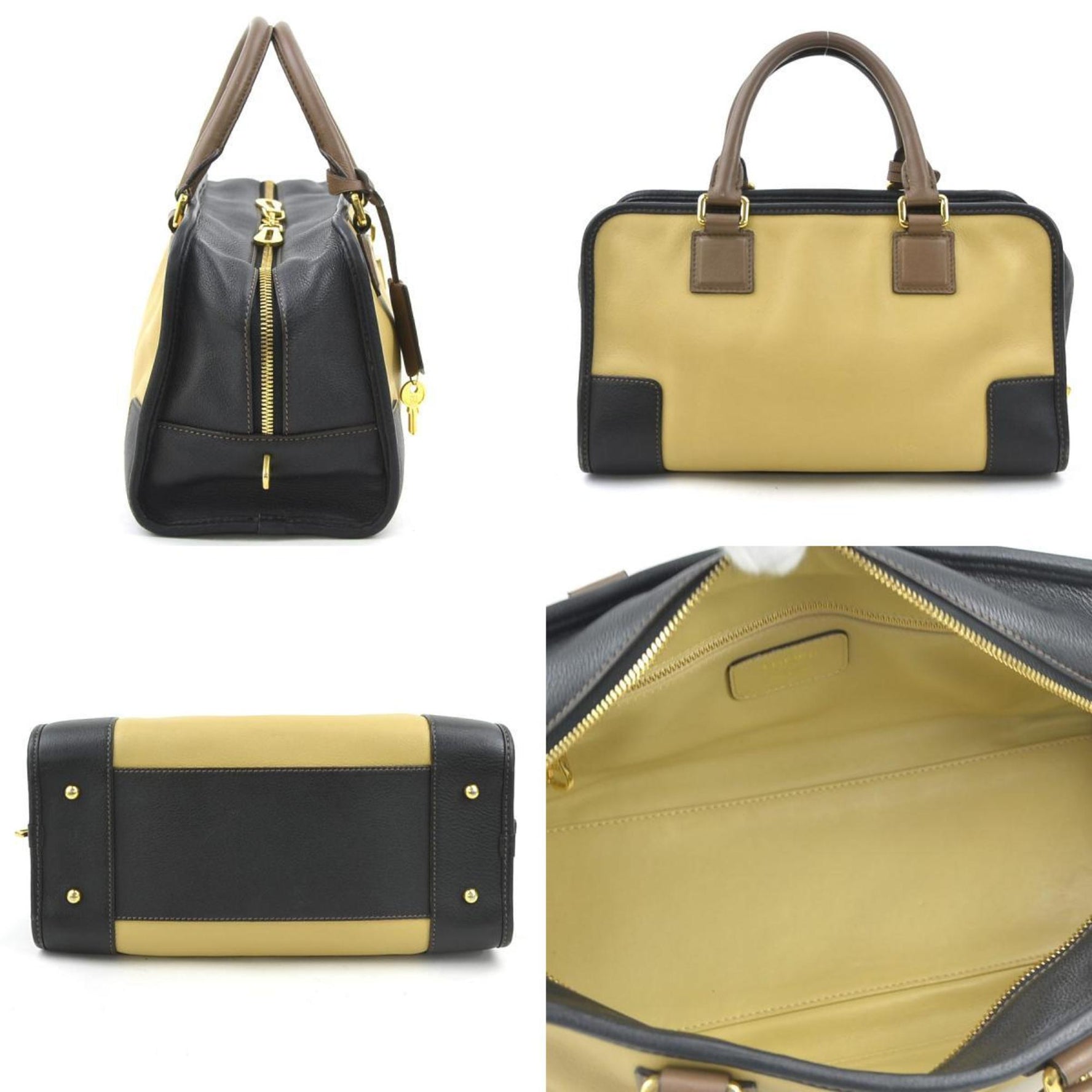 LOEWE handbag Amazona leather beige black brown gold ladies