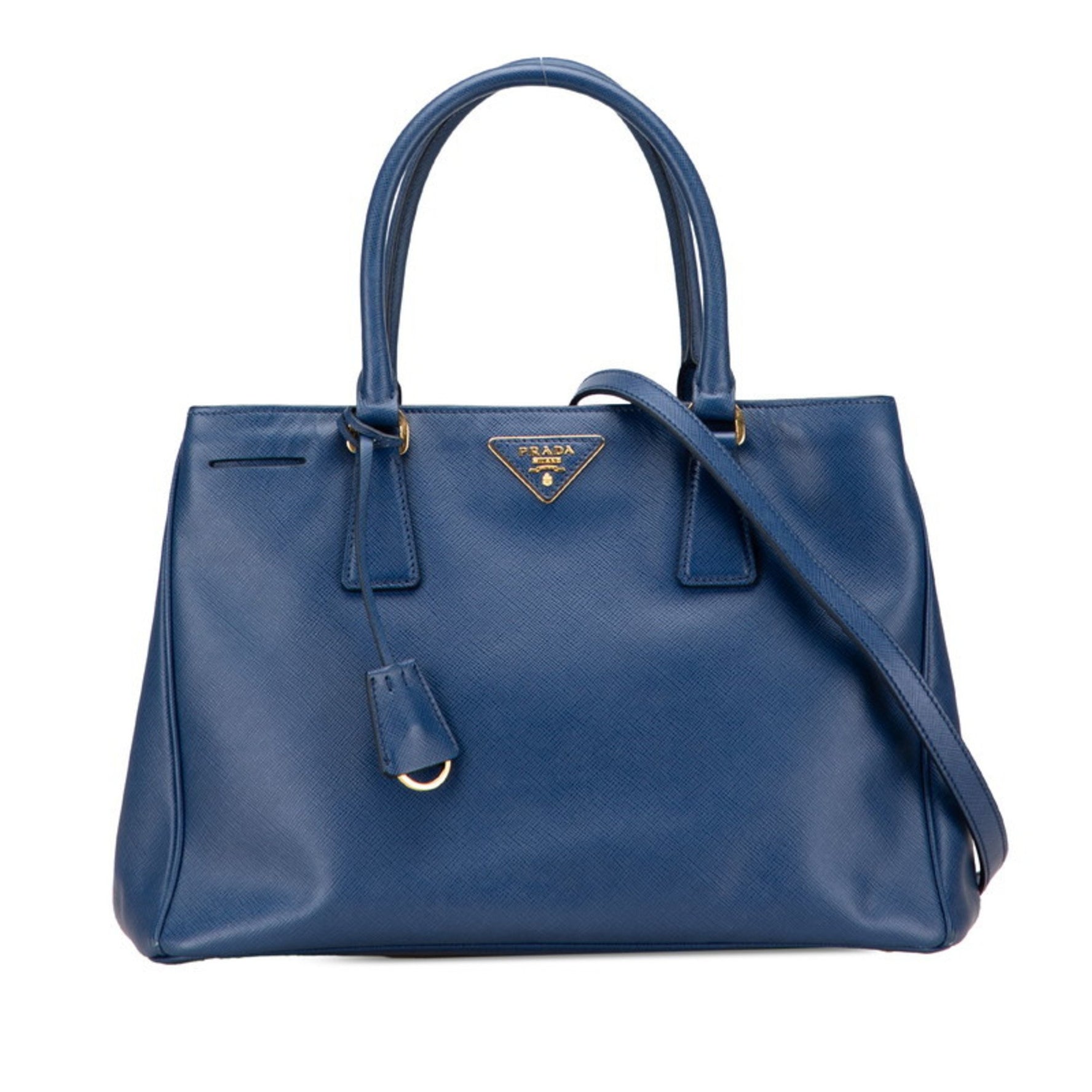 Prada Triangle Logo Plate Handbag/Shoulder Bag, Saffiano Leather
