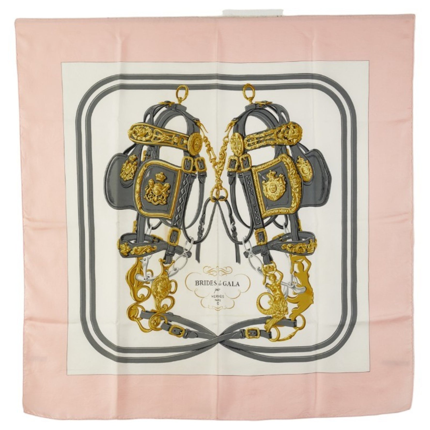 Hermes Hermès Carré 90 BRIDES de GALA Ceremonial Horse-Ridge Scarf, Pink, White, Multicolor, Silk