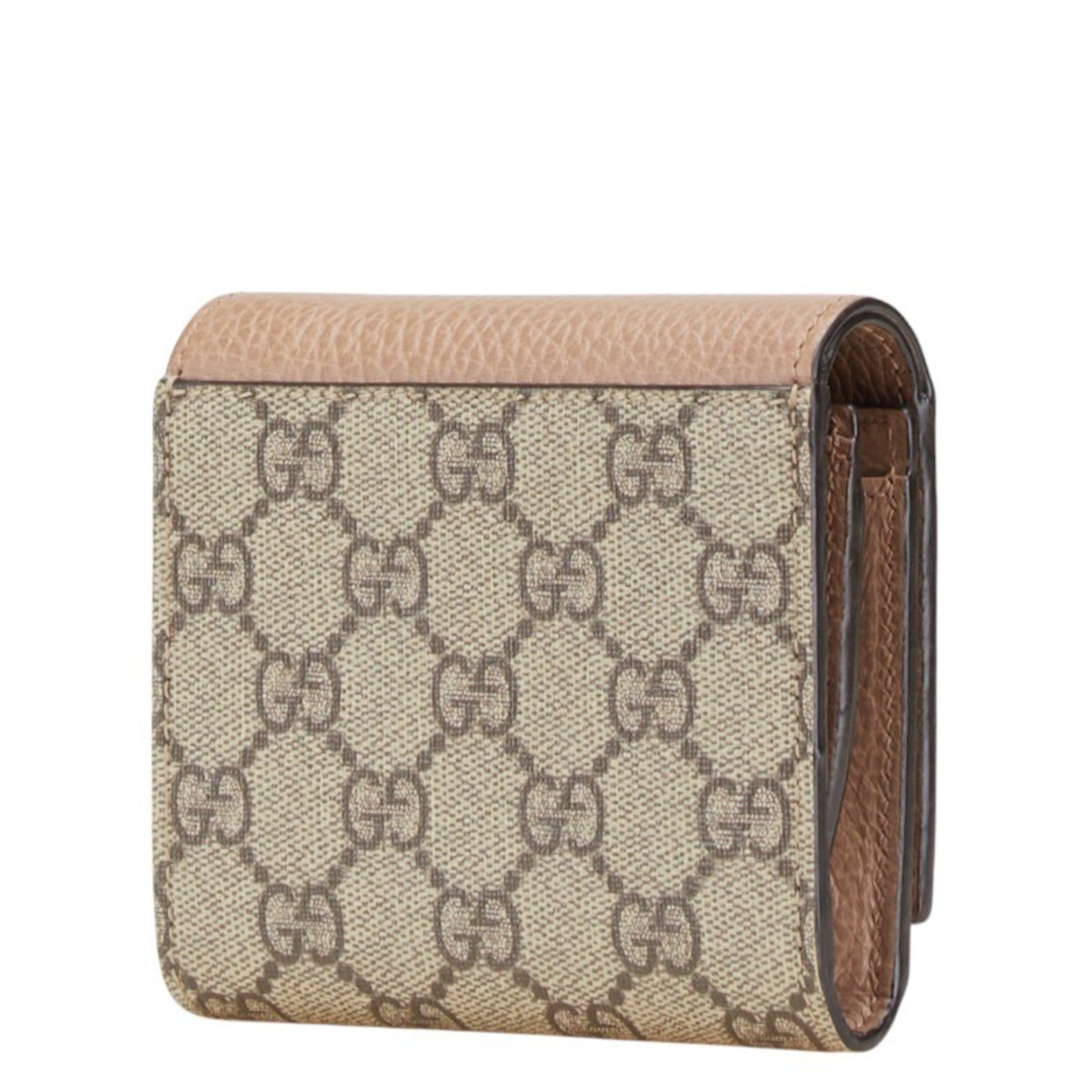 Gucci GG Supreme Double G Medium Wallet Bifold Beige Pink Leather