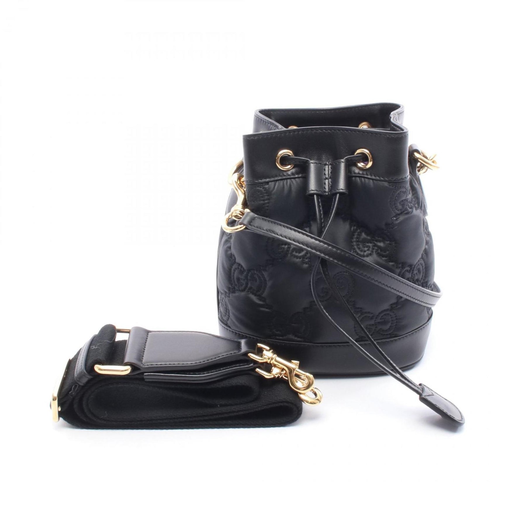 Gucci GG Matelasse Bucket Bag, Shoulder Nylon and Leather