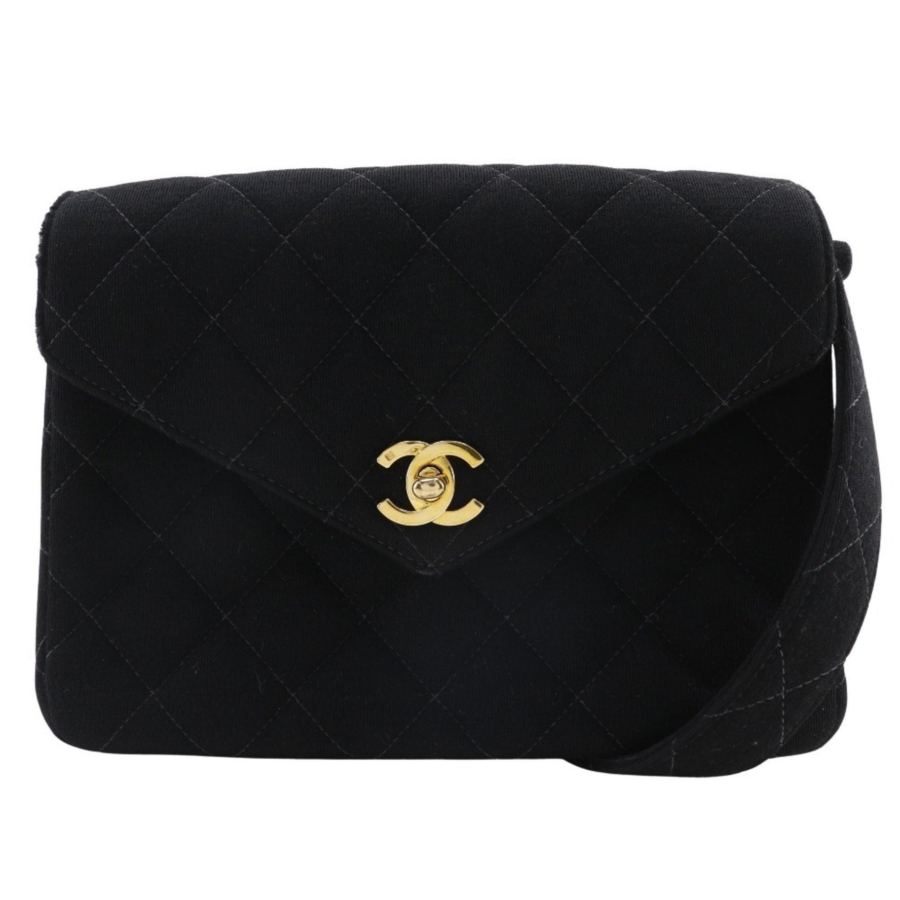 CHANEL Matelasse Shoulder Bag Coco Mark Cotton Turn Lock