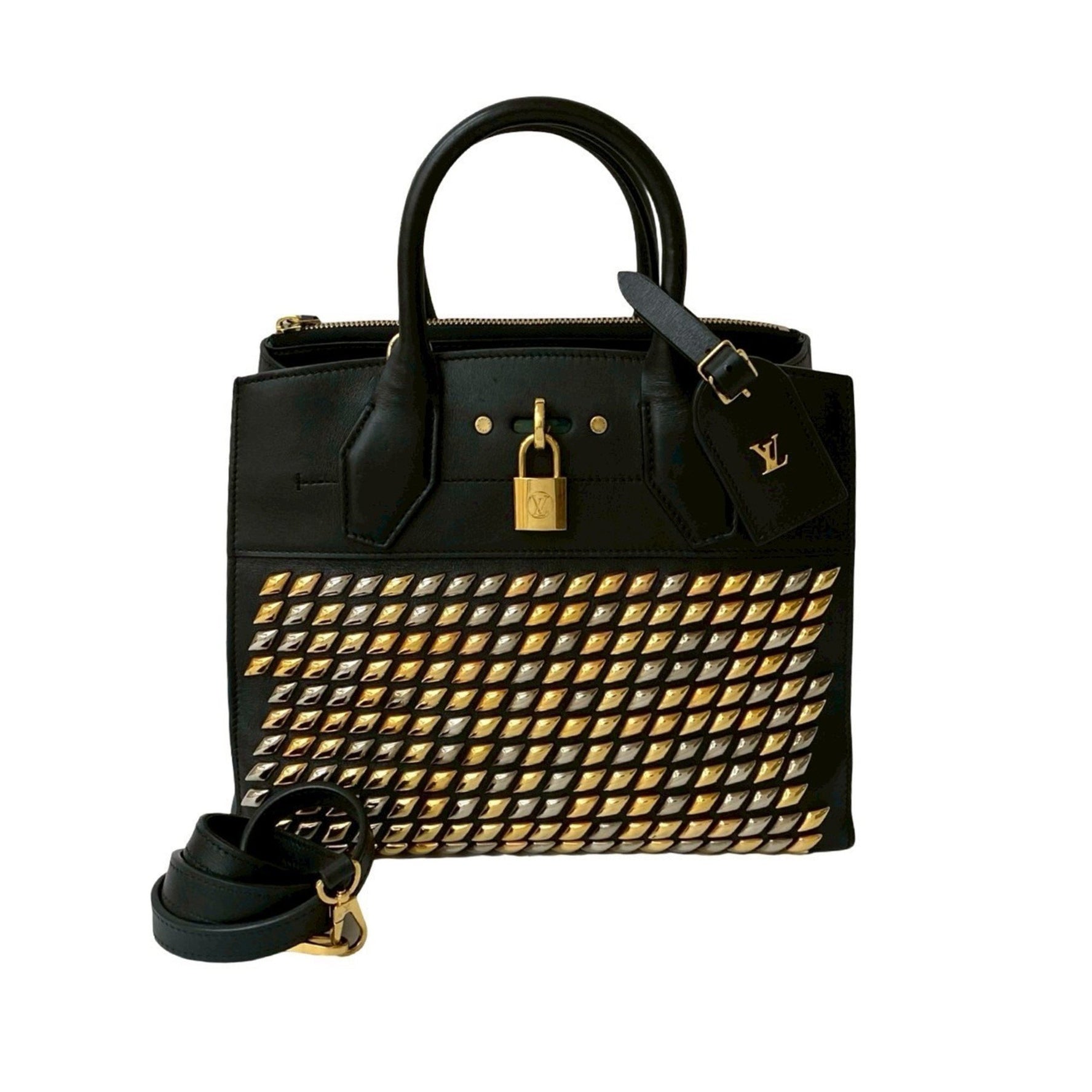Louis Vuitton City Steamer PM Studded Calf Leather Handbag/Shoulder Bag