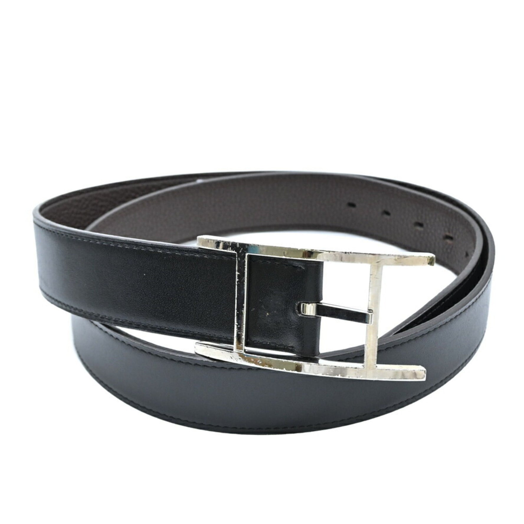 HERMES API 3 Belt Reversible Togo Box Calf Leather Black Brown #95 #??R