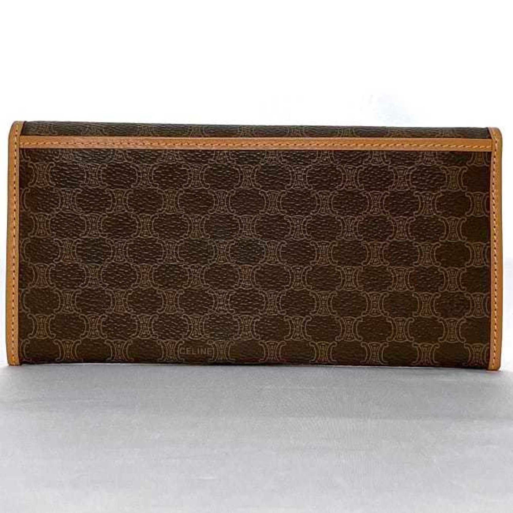 CELINE Bi-fold Long Wallet Macadam PVC Leather Flap Retro