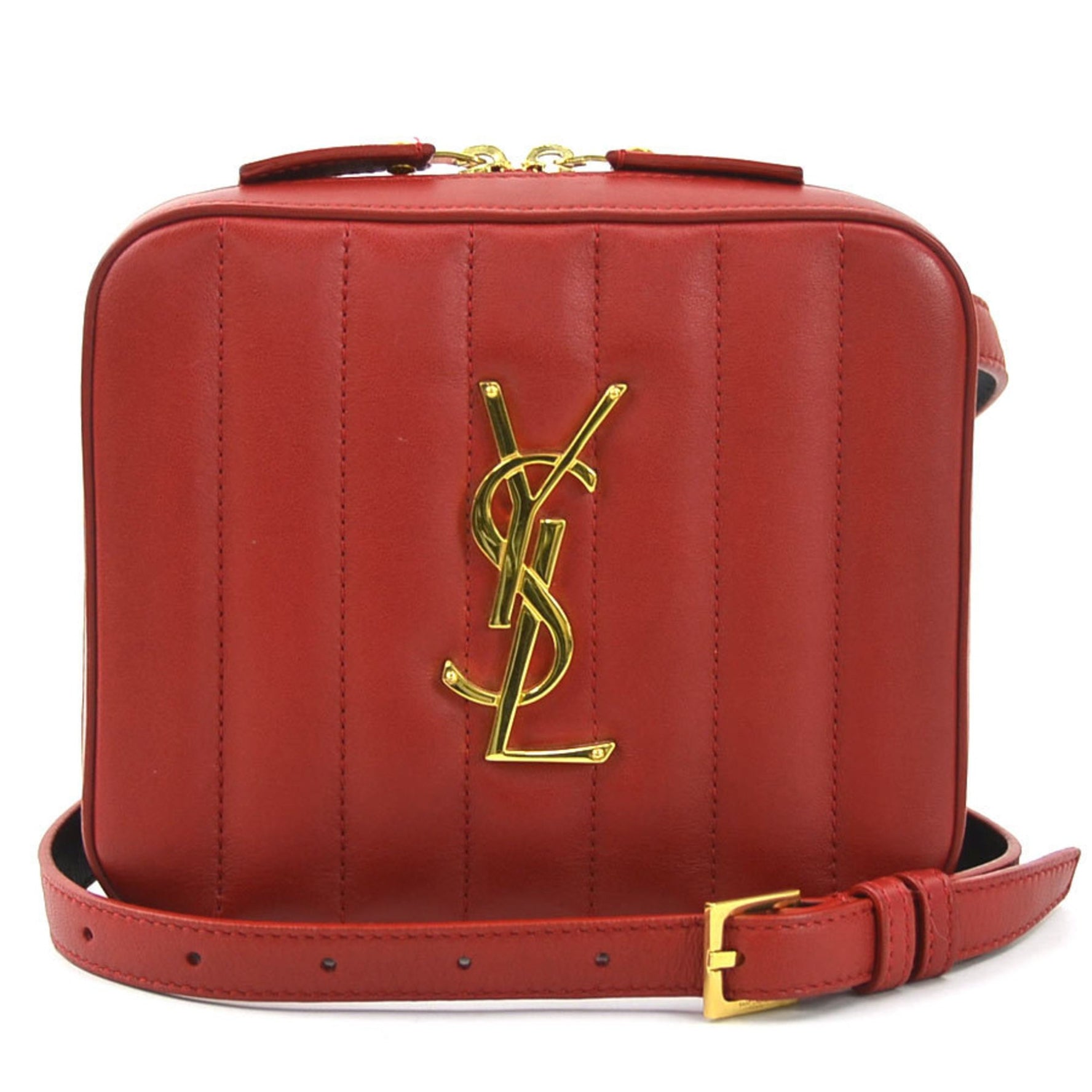Saint Laurent Waist bag Belt Leather Red Gold