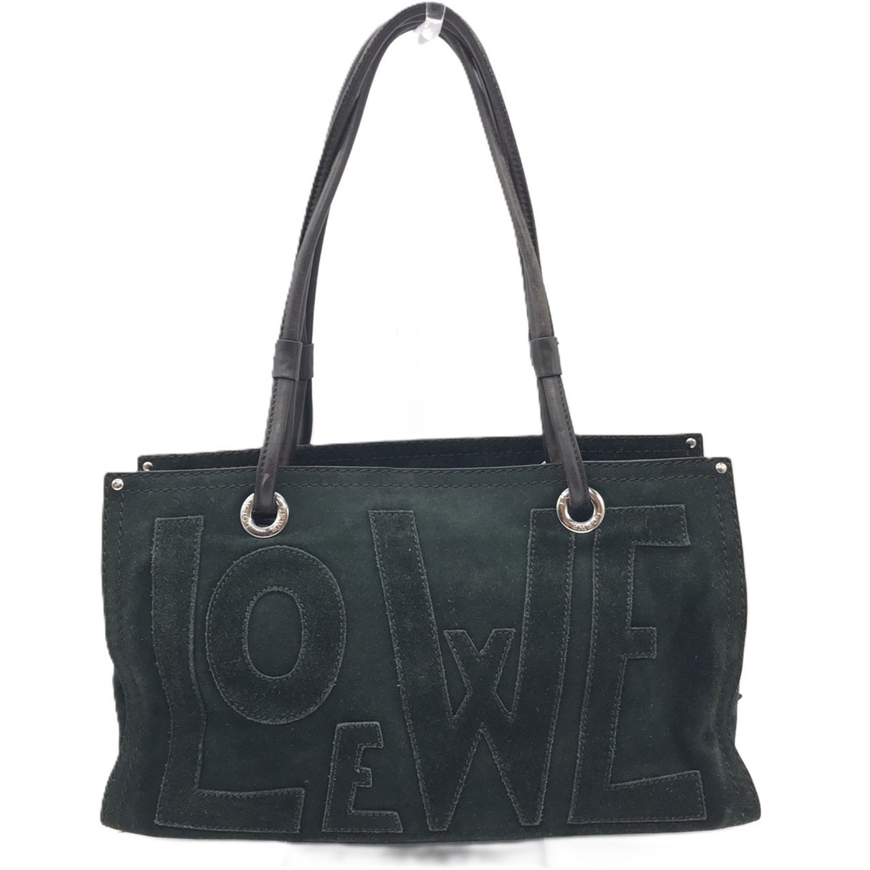 LOEWE Shopper Tote Bag Anagram Suede x Leather Khaki Green