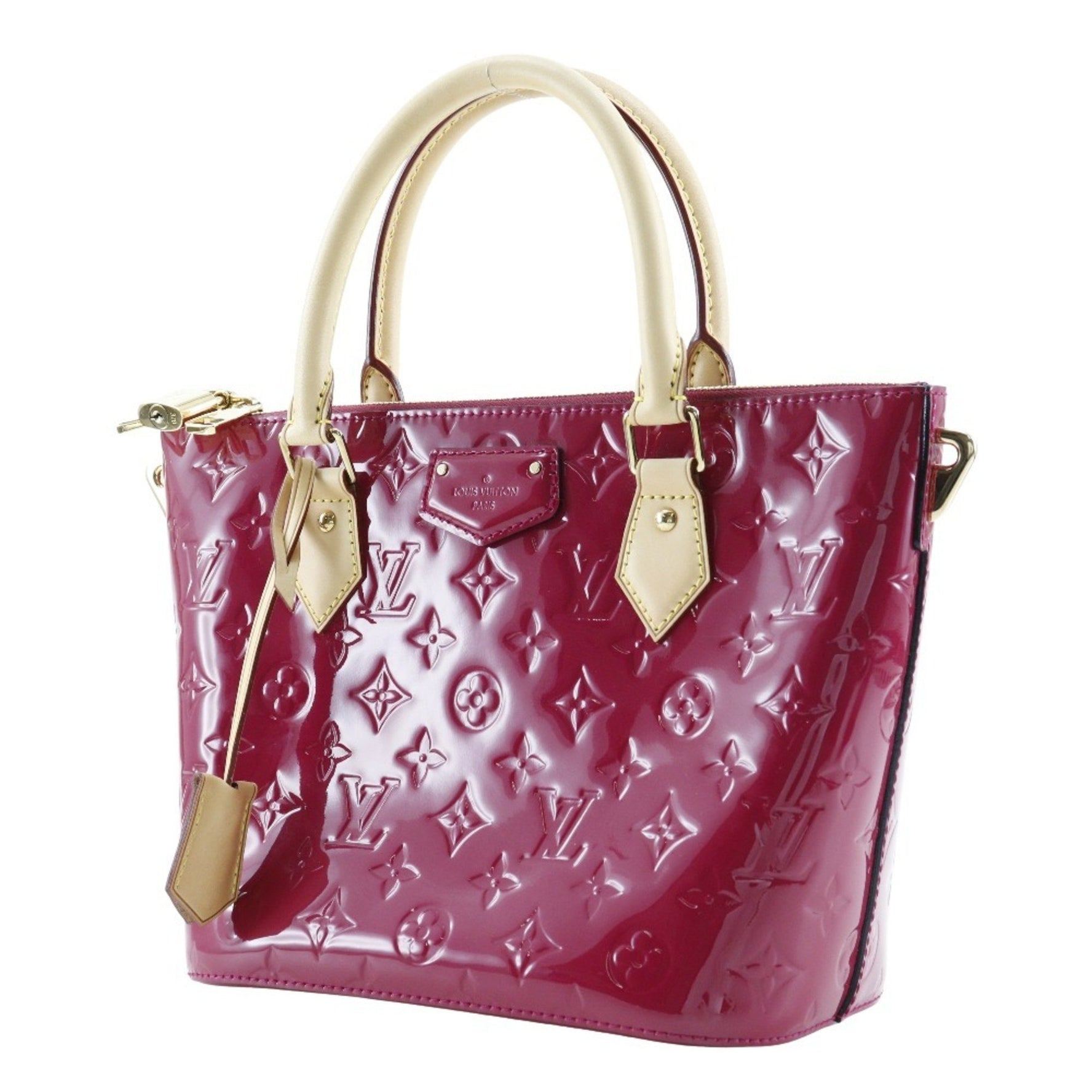 Louis Vuitton Montebello PM Handbag Shoulder Monogram Vernis Rose Andian 2014 Pink Double