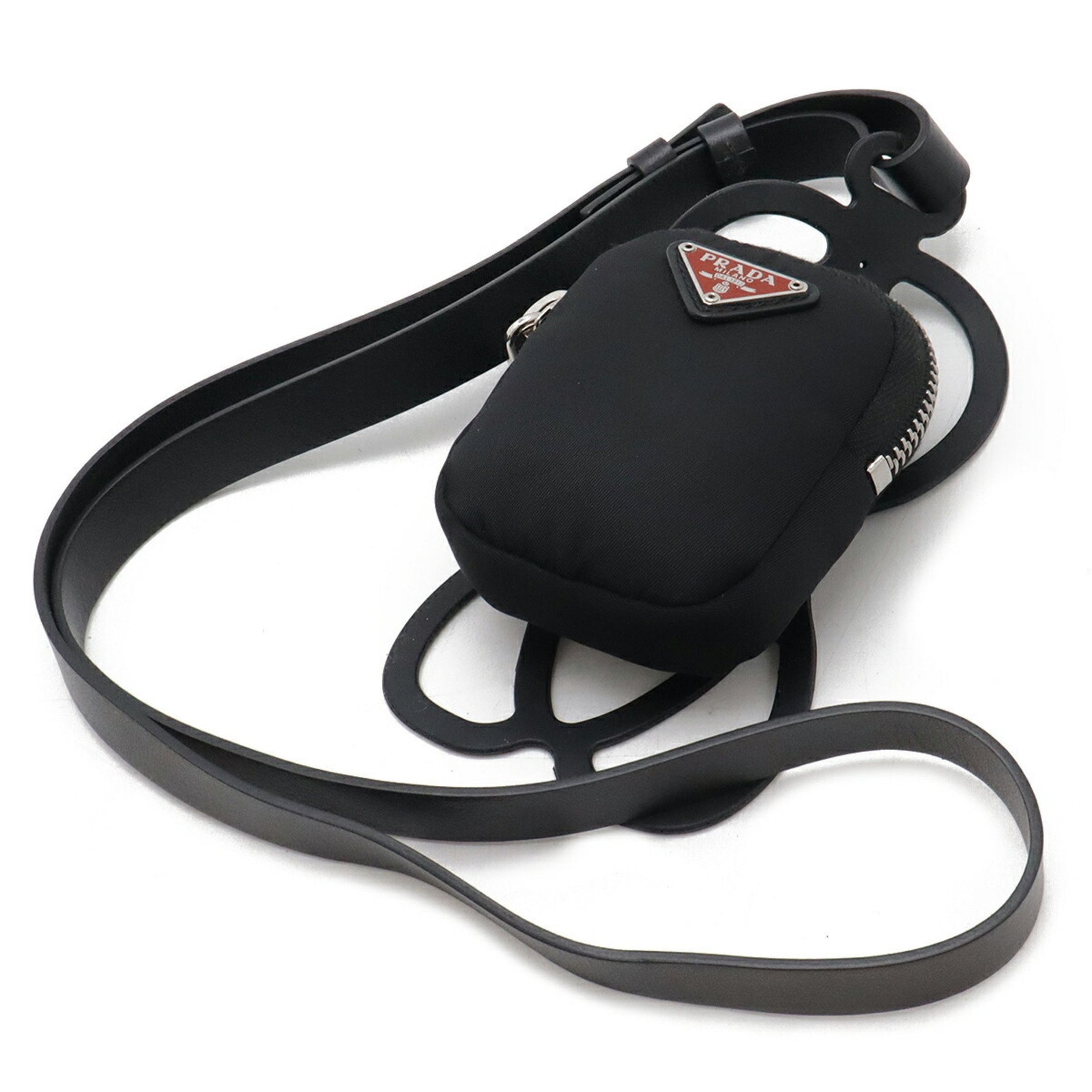PRADA Smartphone Case, Case Holder, Rubber, Nylon, NERO, Black, Purchased at a domestic boutique
