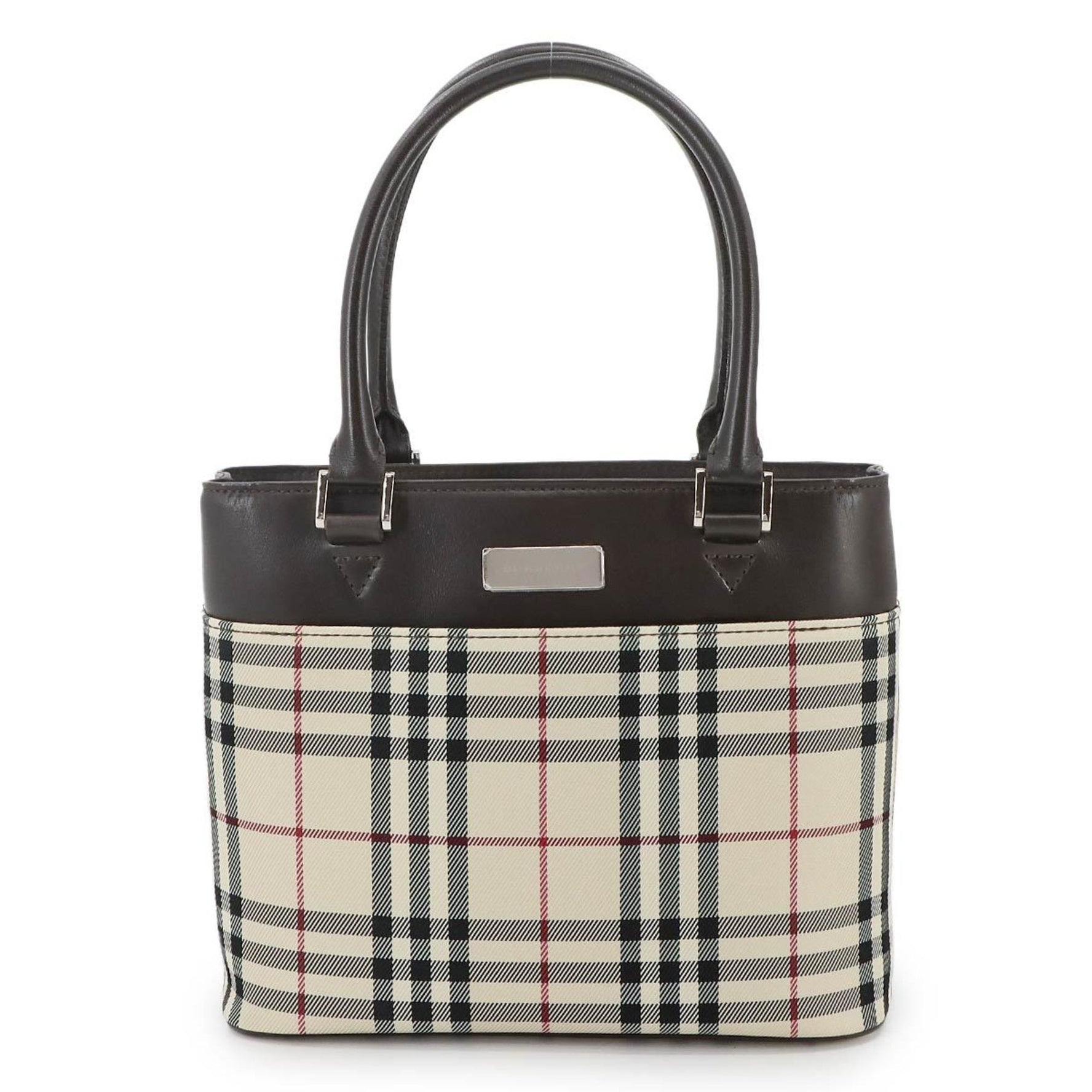 Burberry Nova Check Handbag Canvas Leather Beige Brown Hand Bag
