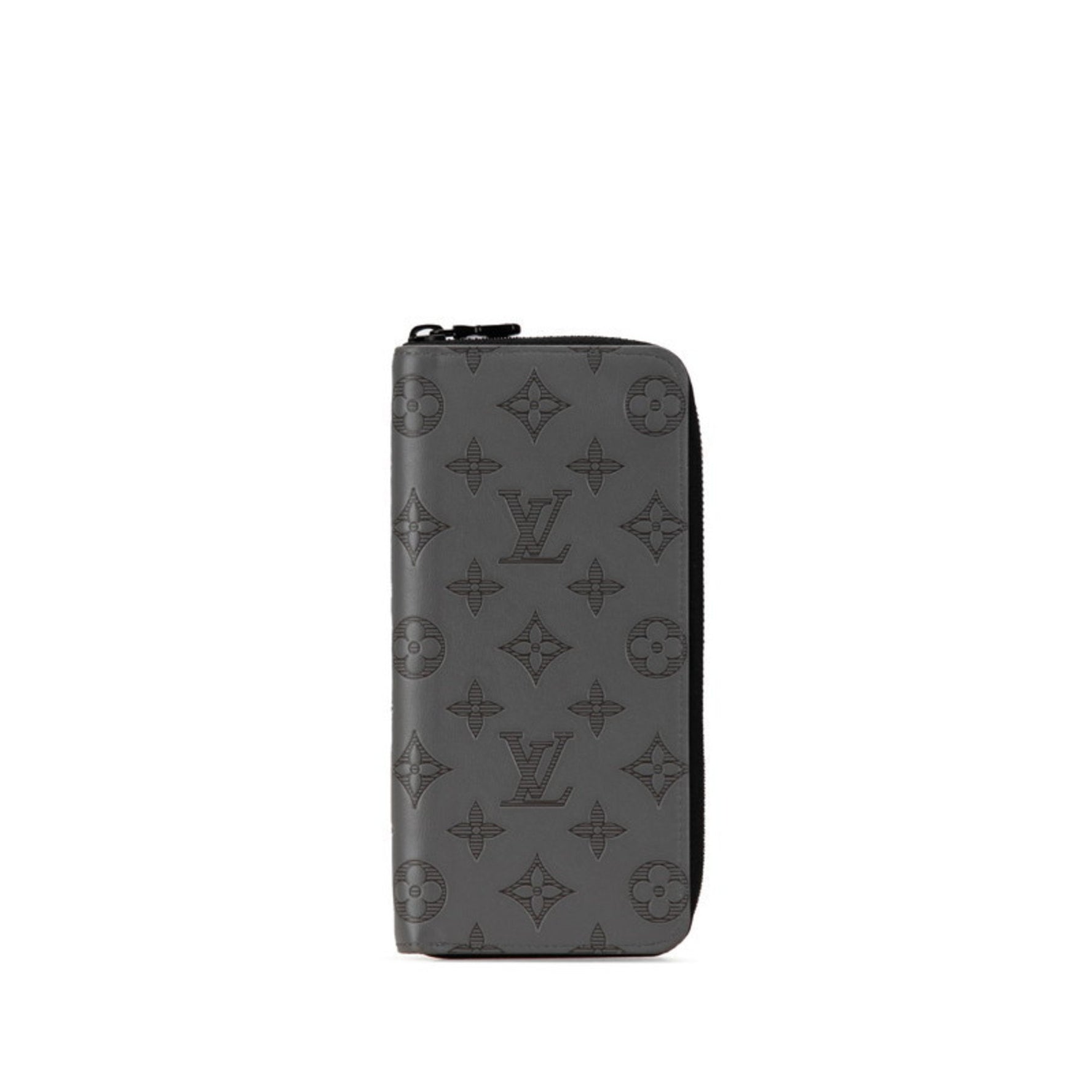 Louis Vuitton Monogram Shadow Zippy Wallet Vertical Long Grey Leather