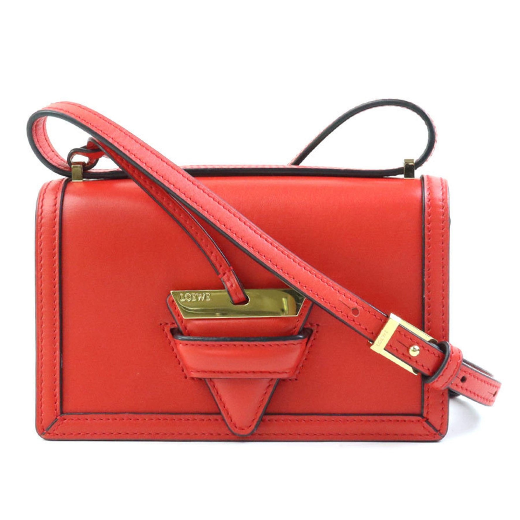 LOEWE shoulder bag Barcelona leather orange red gold ladies