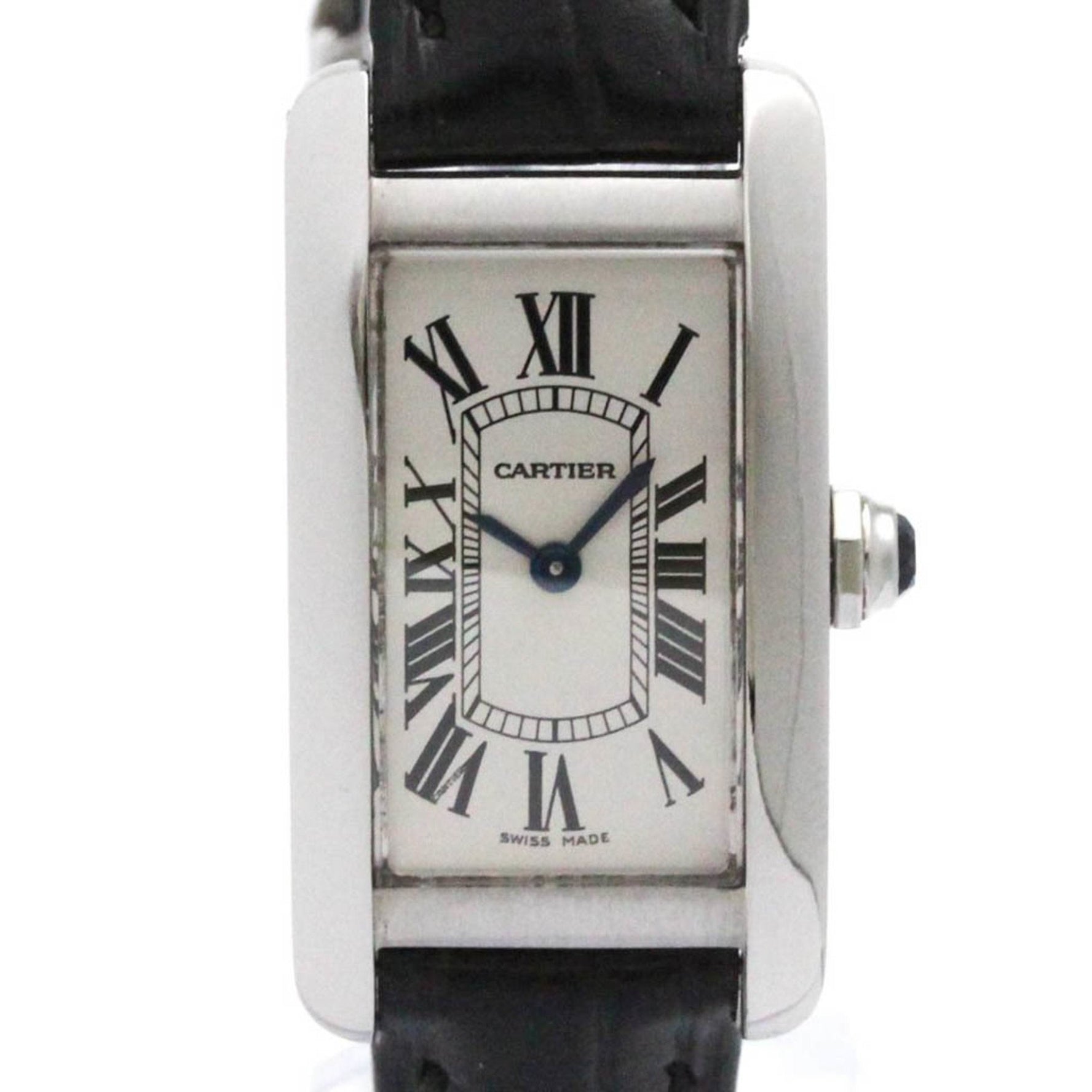 CARTIER Tank Americaine SM Steel Leather Quartz Ladies Watch