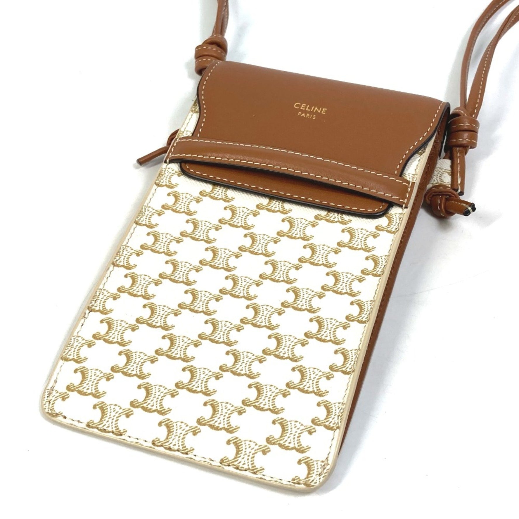 CELINE triomphe phone case Bag Shoulder Bag Pochette Smartphone case White
