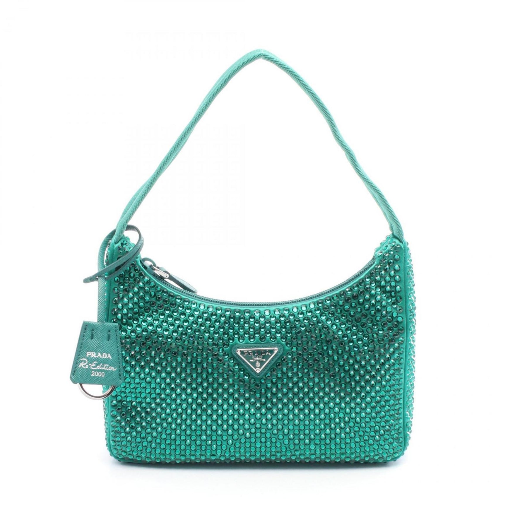 PRADA Re-Edition 2000 Handbag Fabric Rhinestone