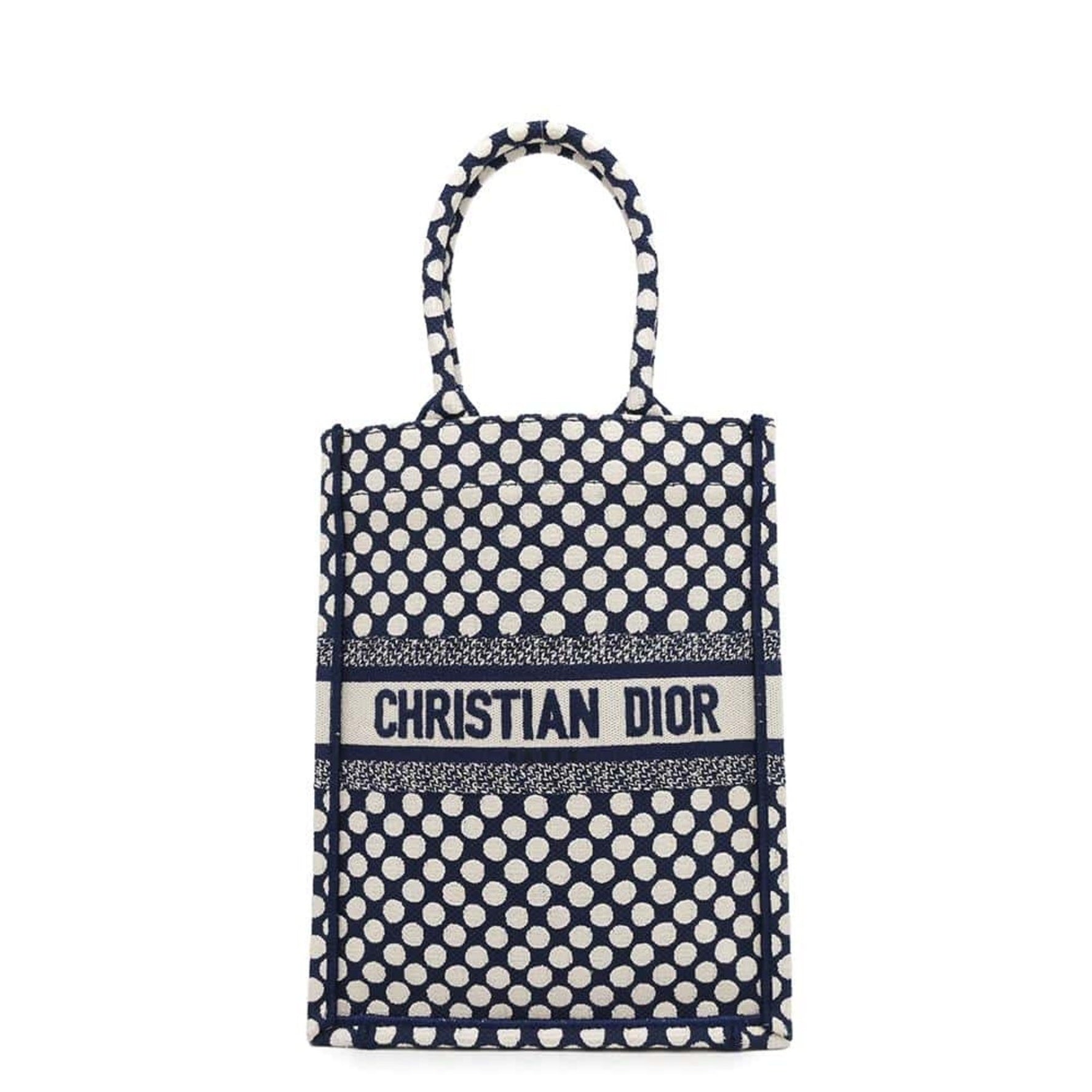 Christian Dior Handbag Vertical Book Tote Dot Bag
