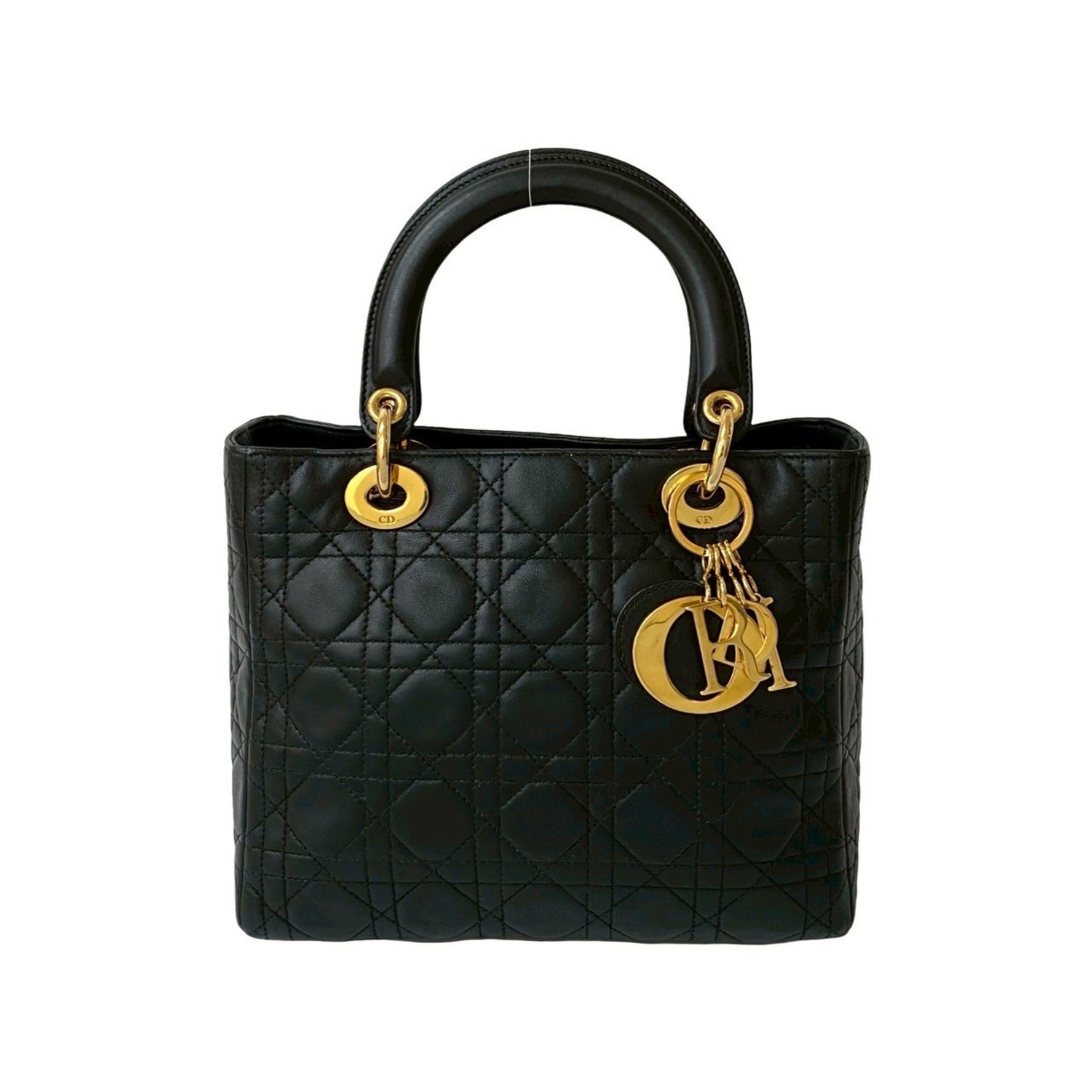 Christian Dior Lady Cannage Stitched Leather Handbag/Mini Tote Bag in