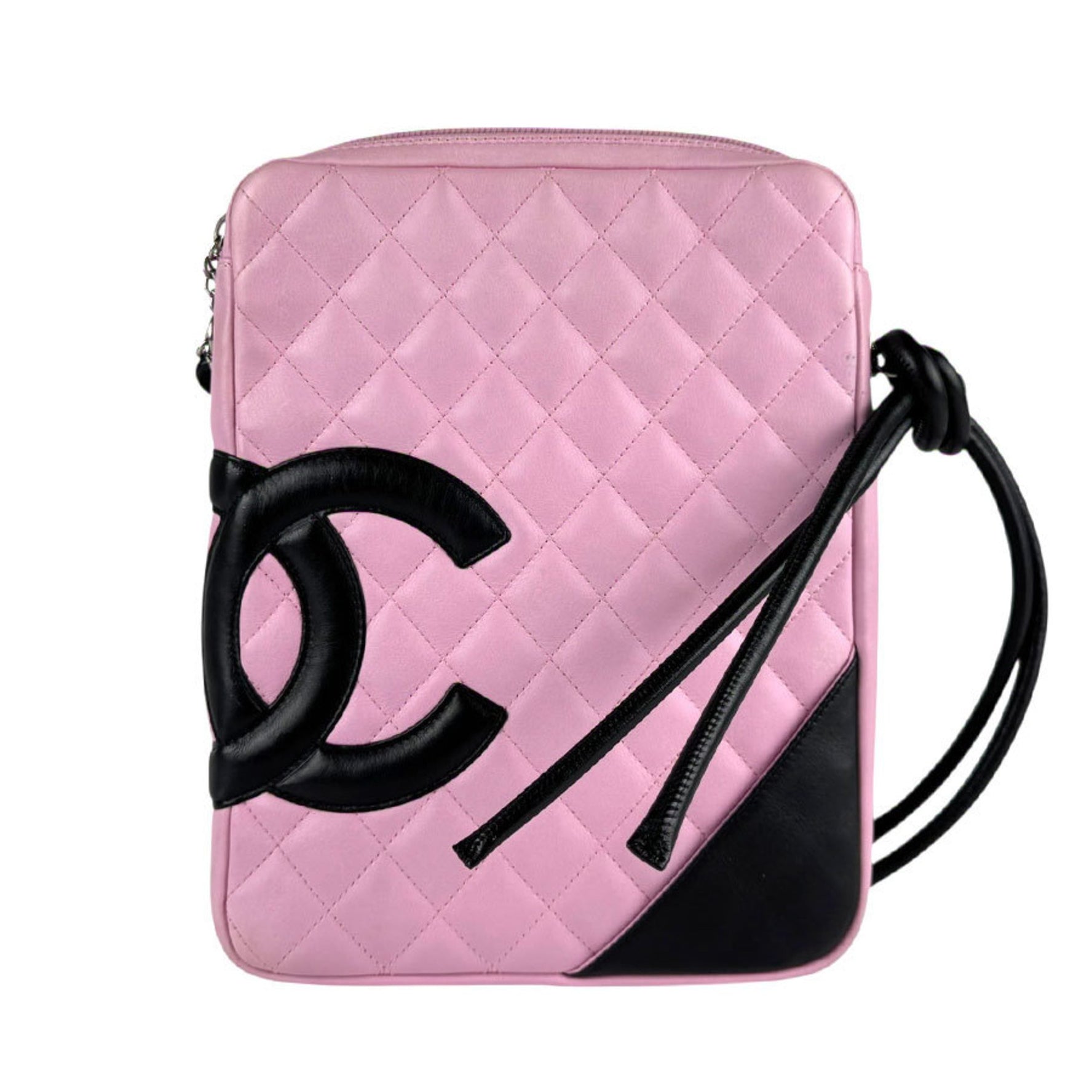 CHANEL Cambon Line Shoulder Bag in Pink, Black, and Silver
