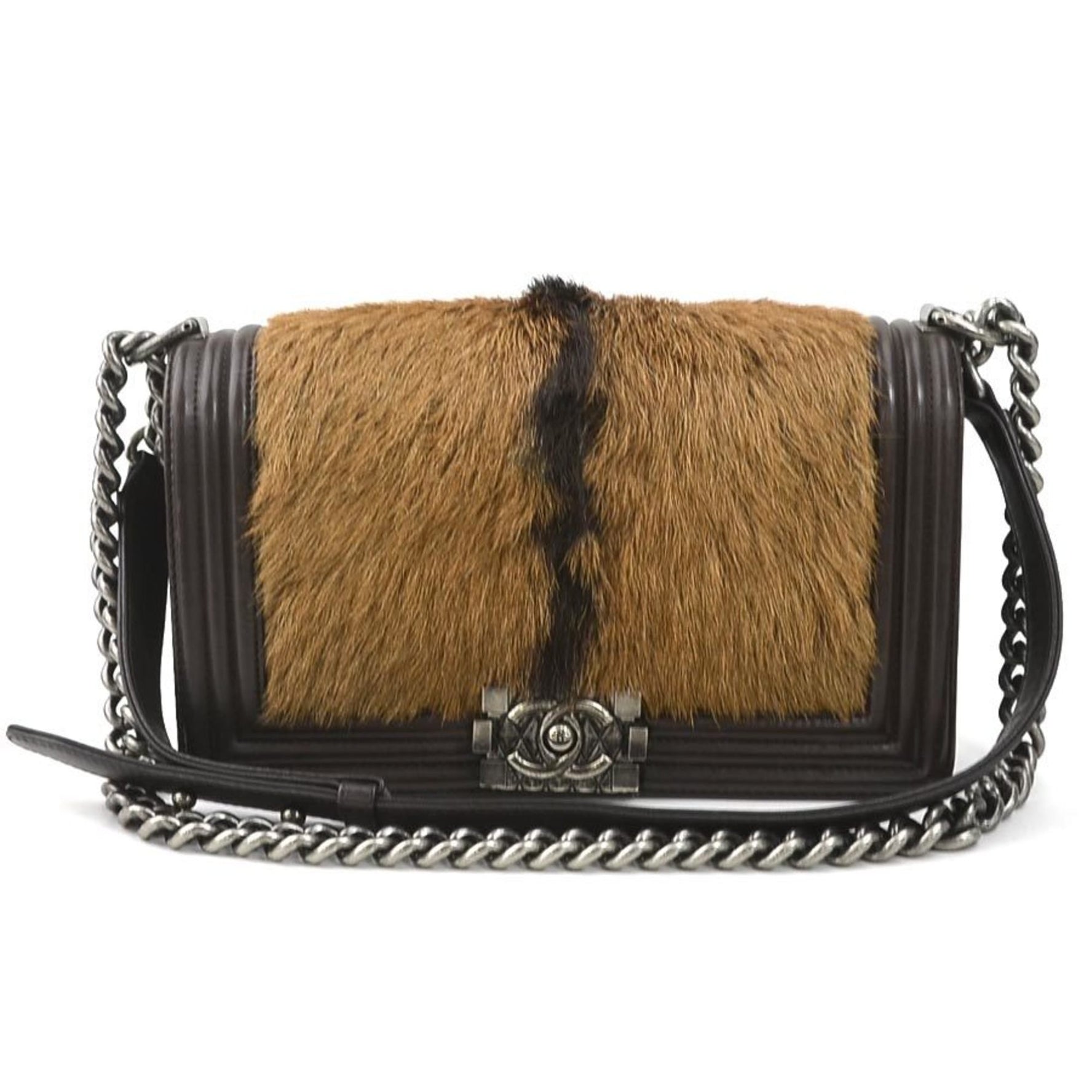 CHANEL Shoulder Bag Chain Boy Leather/Goat Hair