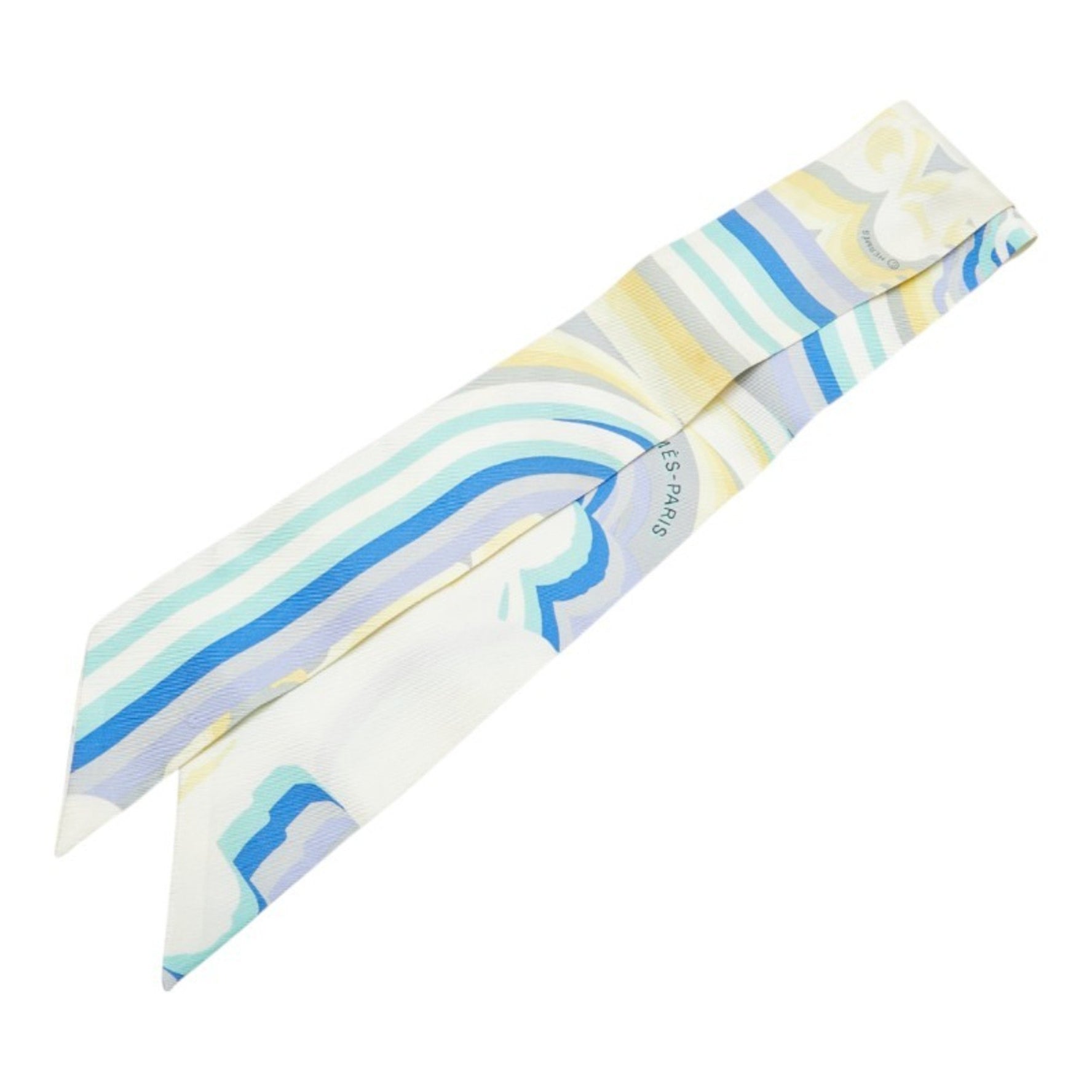 Hermes Twilly BRIDES DE GALA SHADOW Scarf Muffler White Multicolor Silk