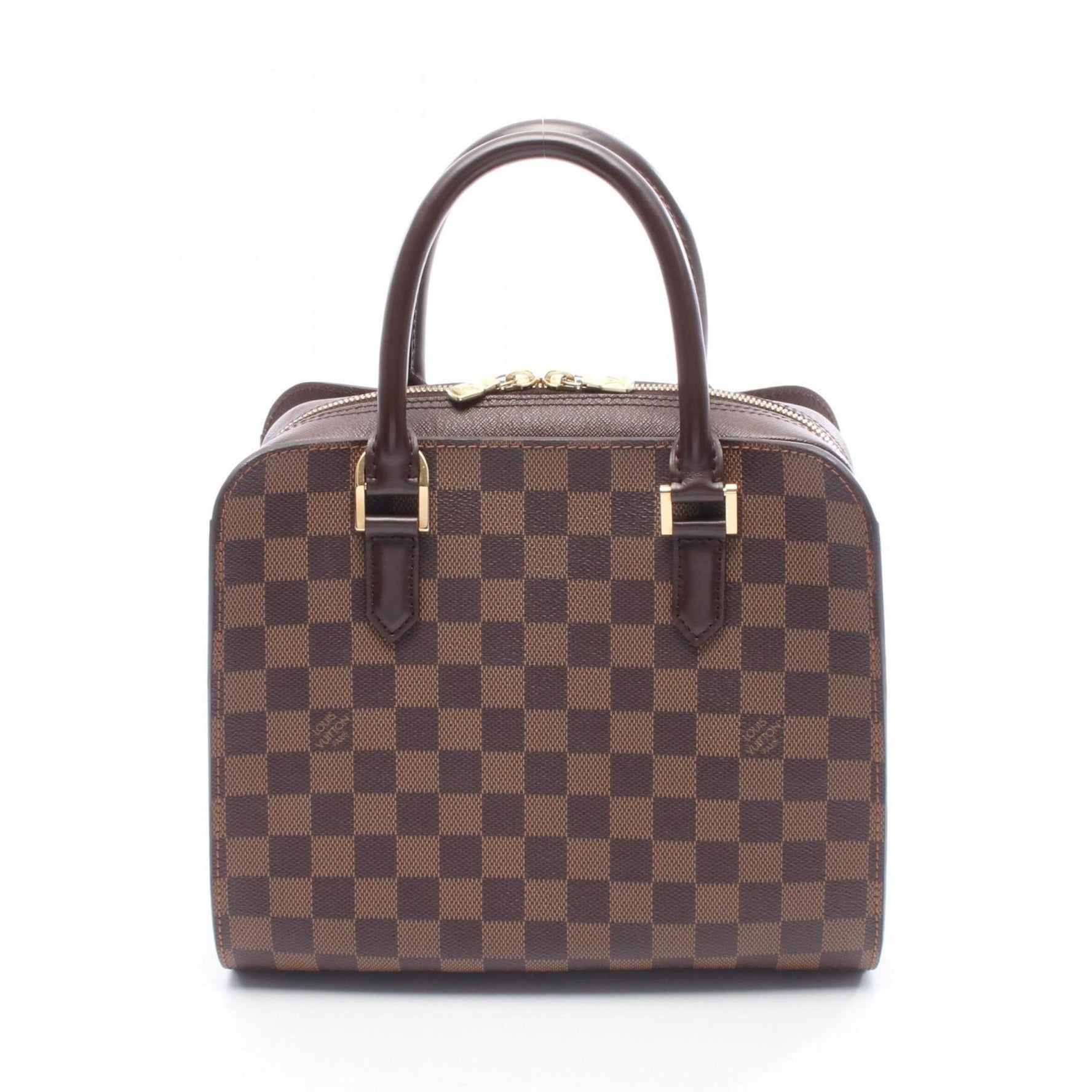 Louis Vuitton Triana Handbag, Coated Canvas, Leather, Damier, Brown
