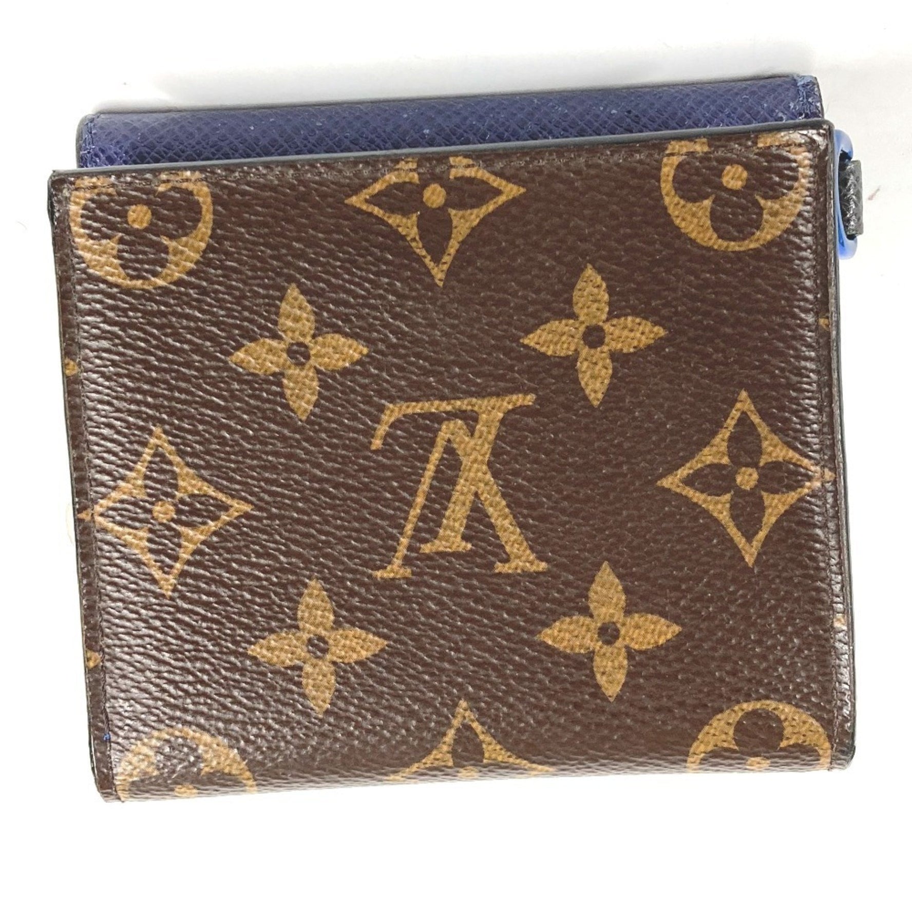 Louis Vuitton Monogram & Taiga Compact Wallet Bi-fold Canvas Men's Brown