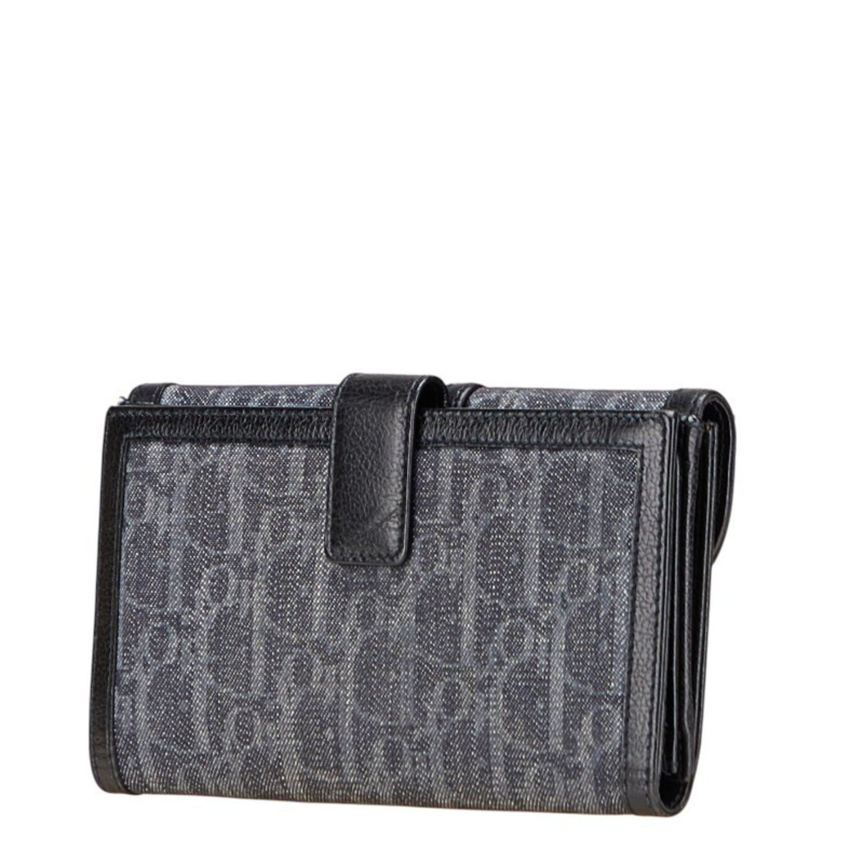 Christian Dior Dior Trotter Flight Line Bifold Wallet in Black, Gray, Denim, and Leather.