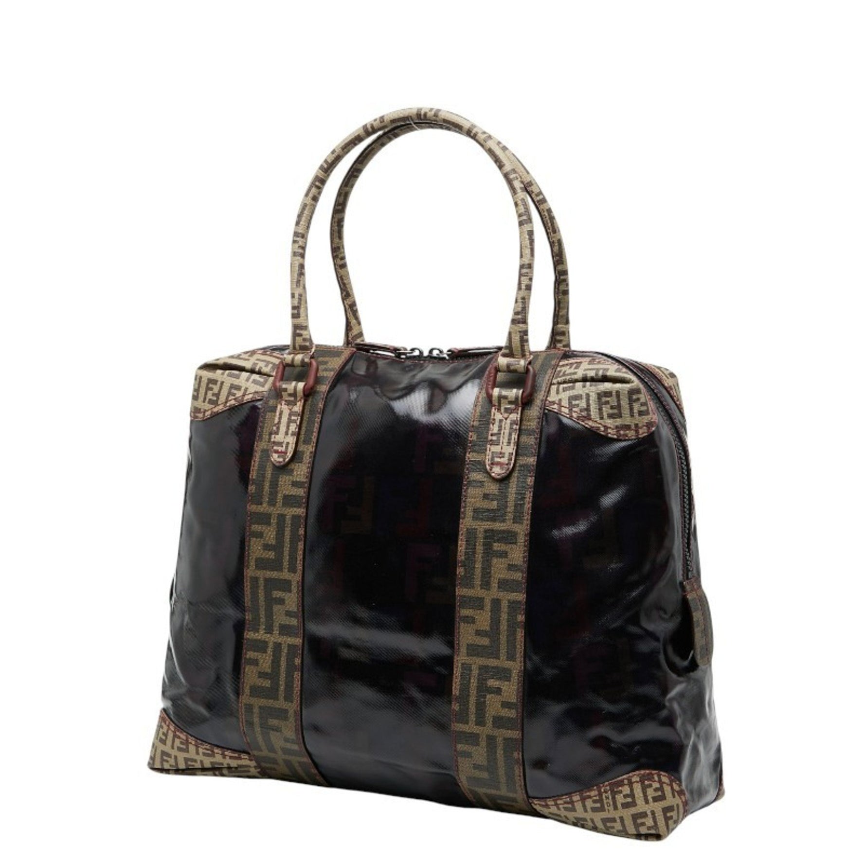 Fendi Zucca Tote Bag Handbag Enamel