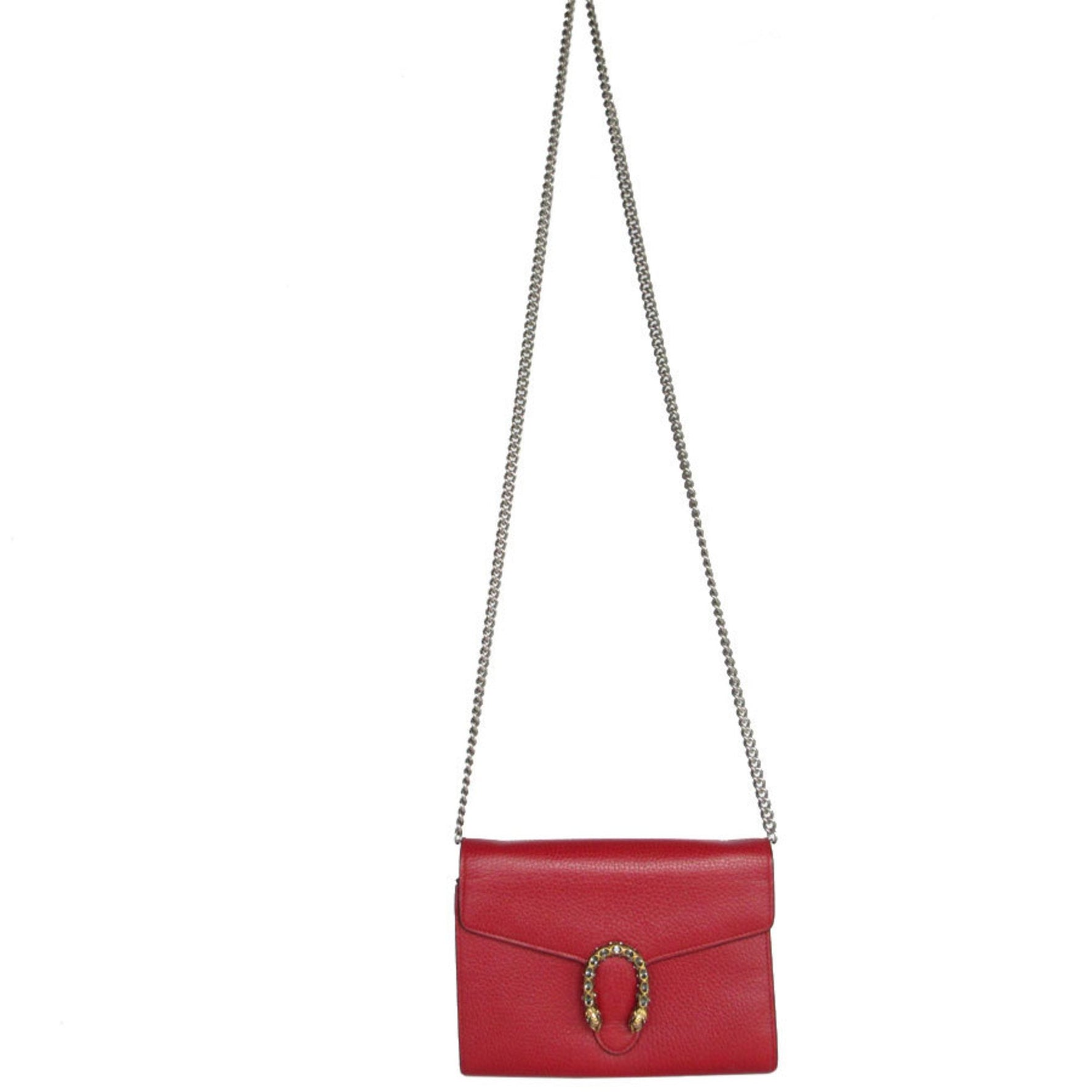 GUCCI Chain Wallet Dionysus Leather Red