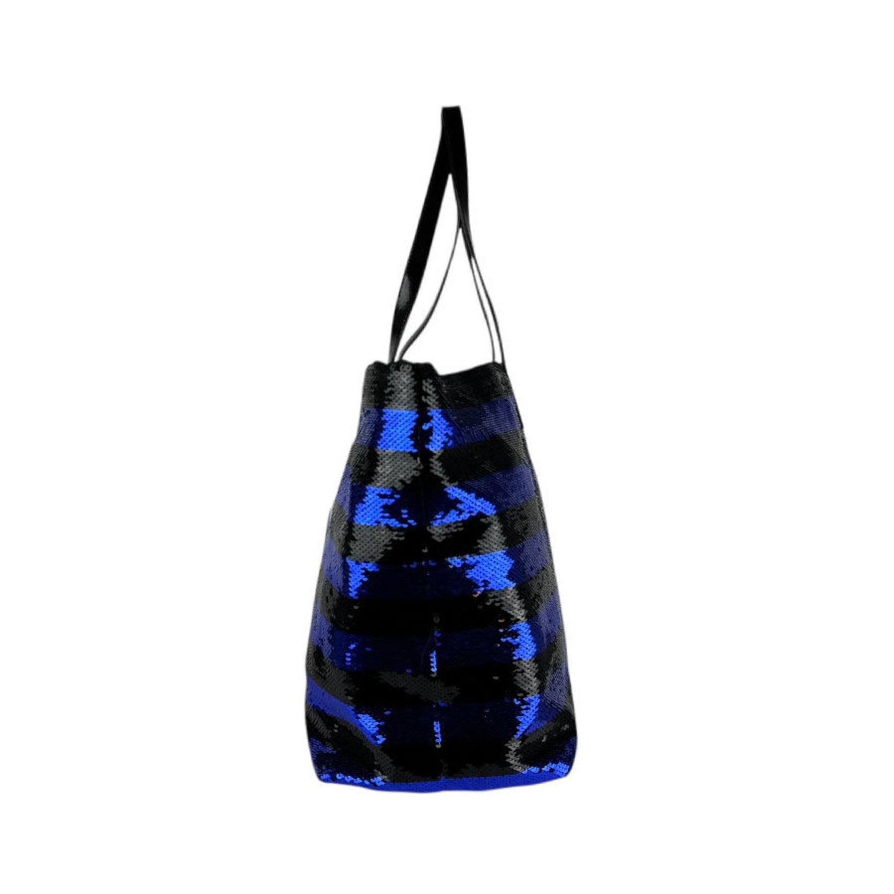 PRADA handbag sequined patent leather black x blue