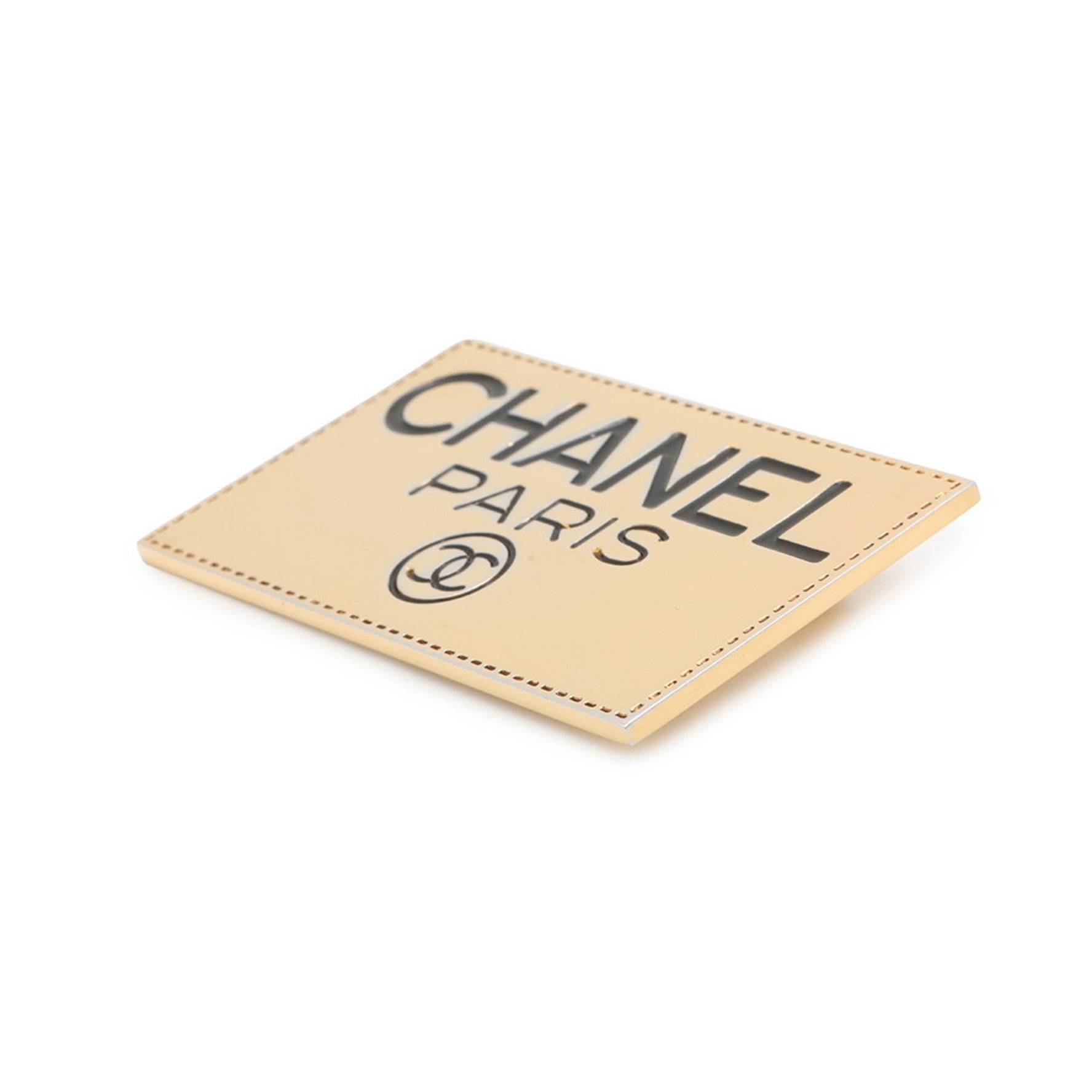 CHANEL Coco Mark Square Plate Metal Brooch