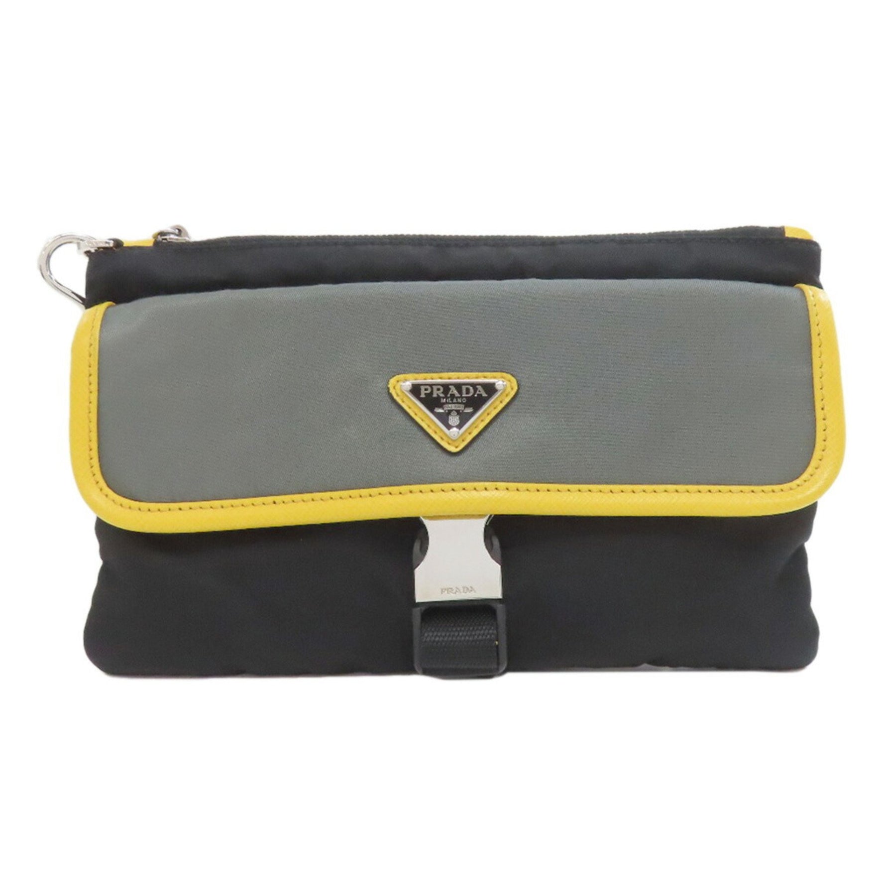 Prada Metal Clutch Bag, Nylon Material