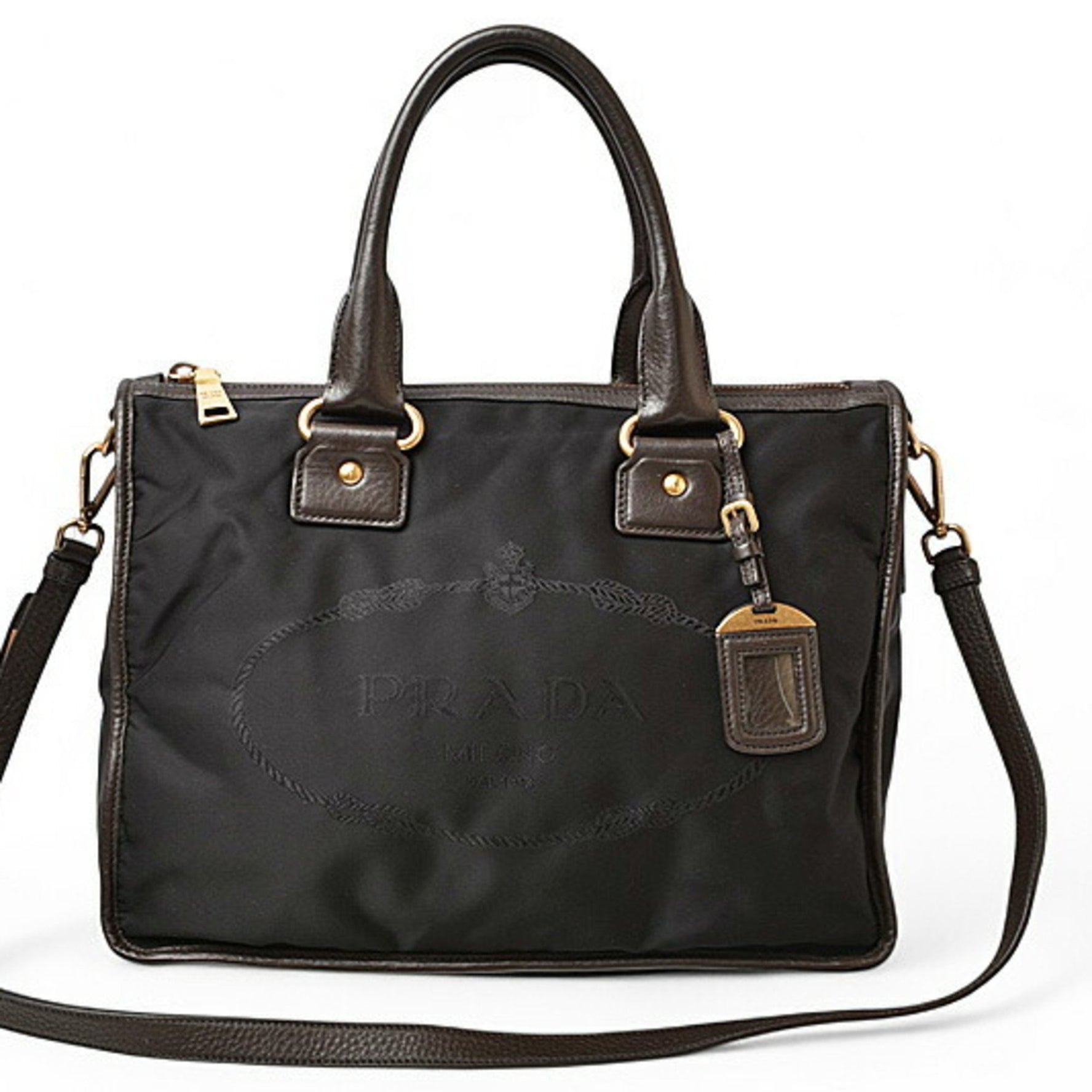 Prada Tote Bag Shoulder Nylon Jacquard with Strap