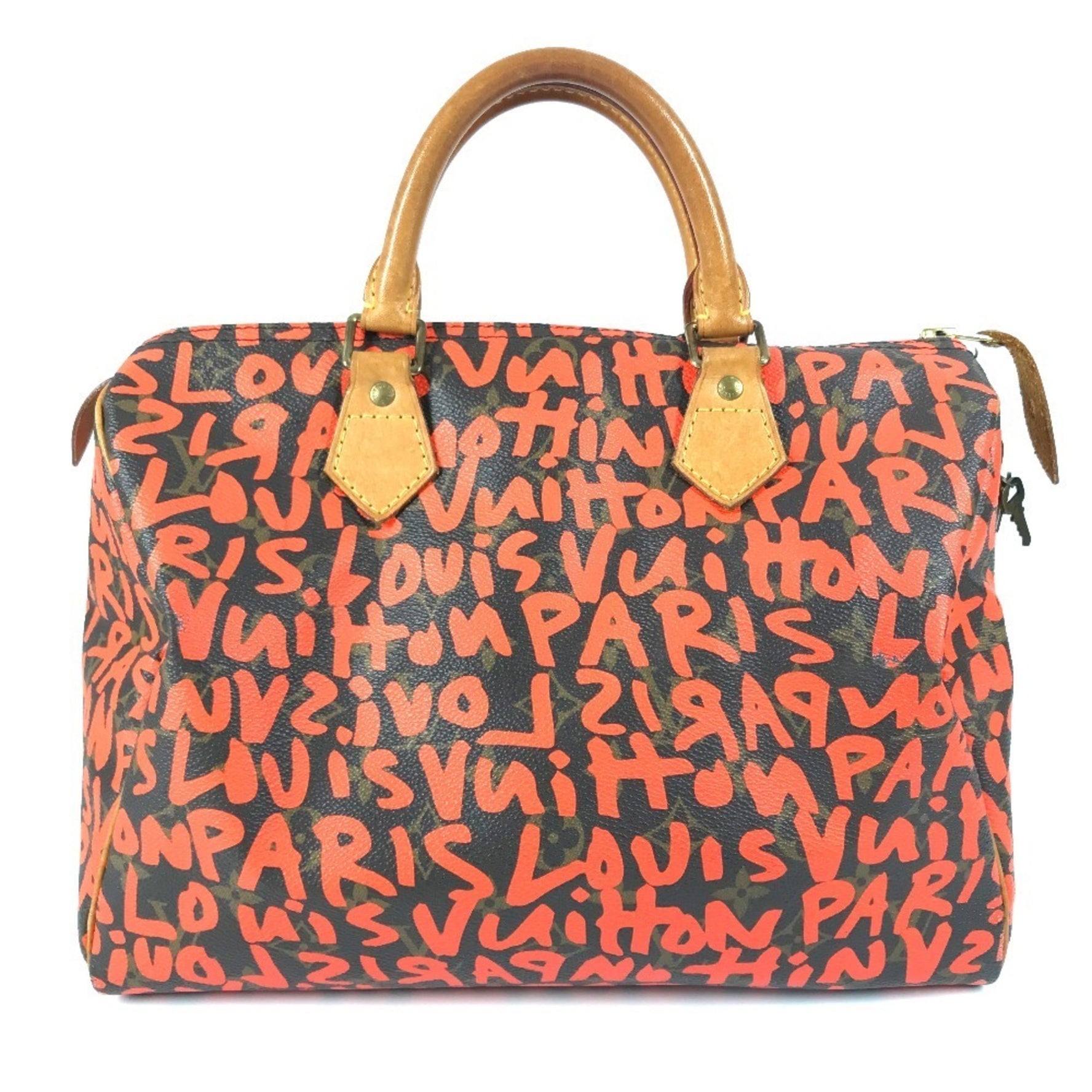 Louis Vuitton Monogram Graffiti Speedy 30 Bag Handbag Mini Boston Canvas Men's Orange