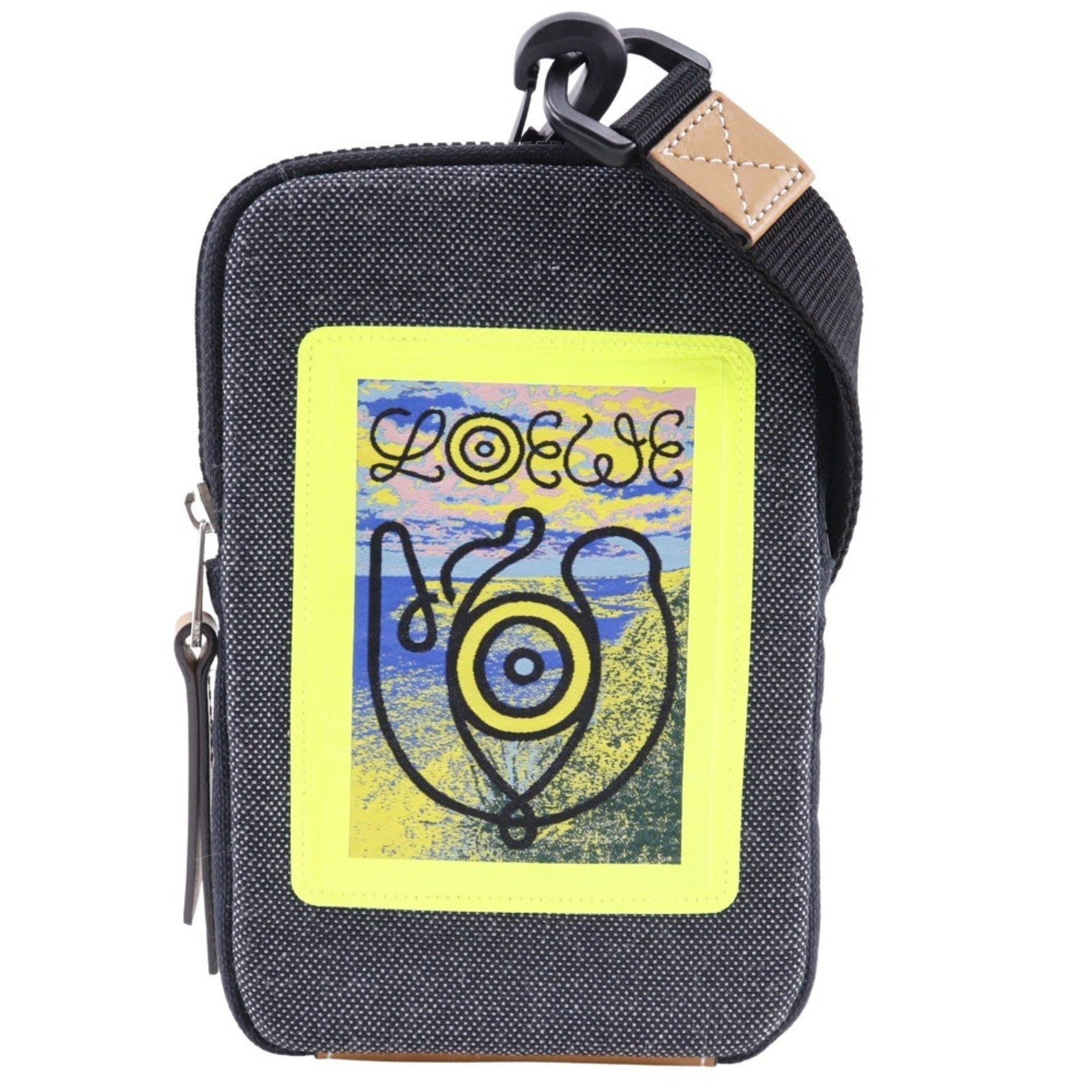LOEWE Eye Nature Pouch Neck Phone Canvas Gray/Yellow Men's