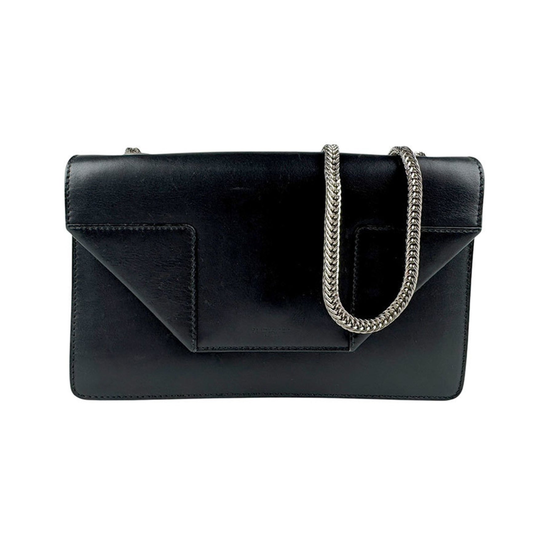 Saint Laurent shoulder bag in leather, metal, black and silver