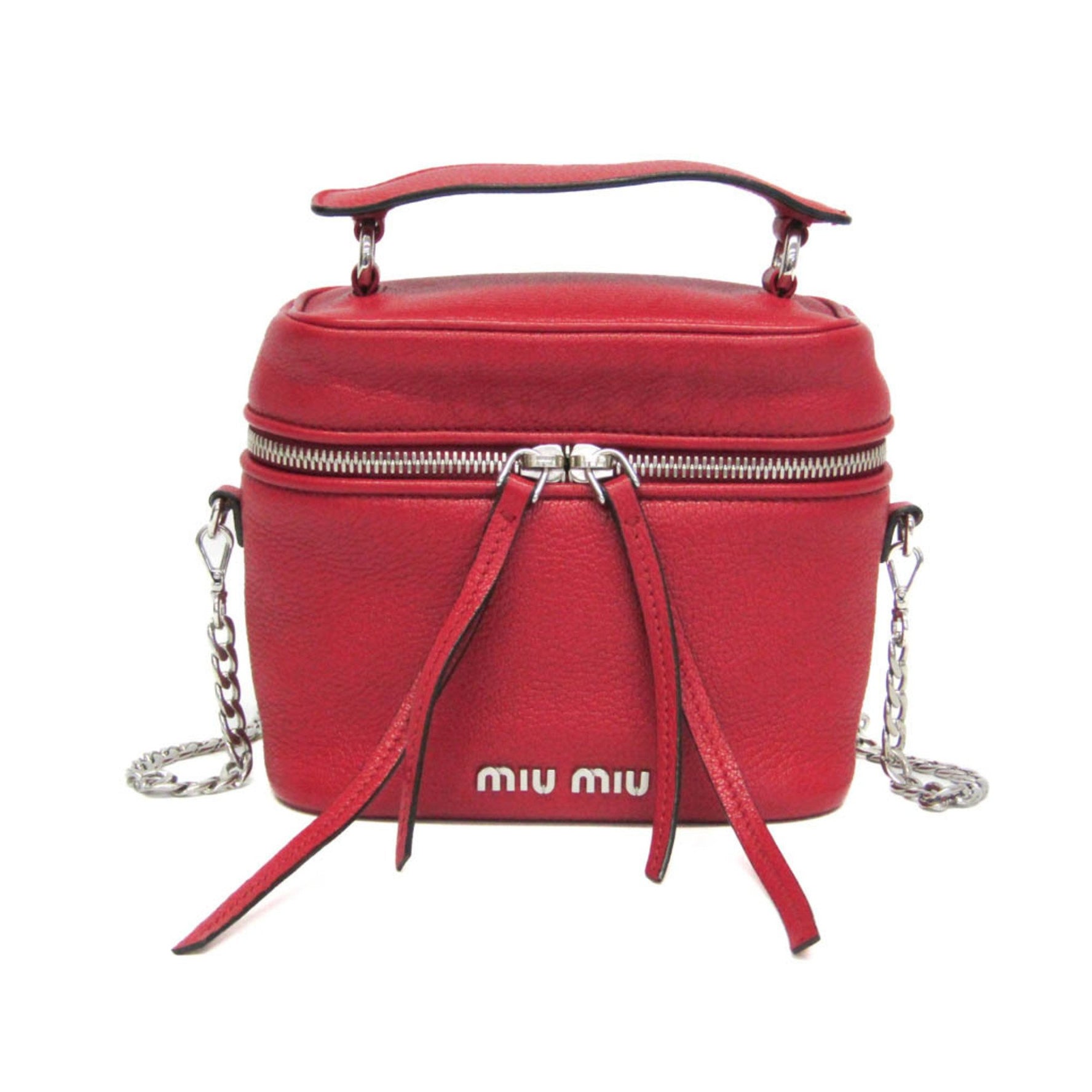 Miu Miu MADRAS Mini Vanity Bag Leather Handbag,Shoulder Bag Red Color