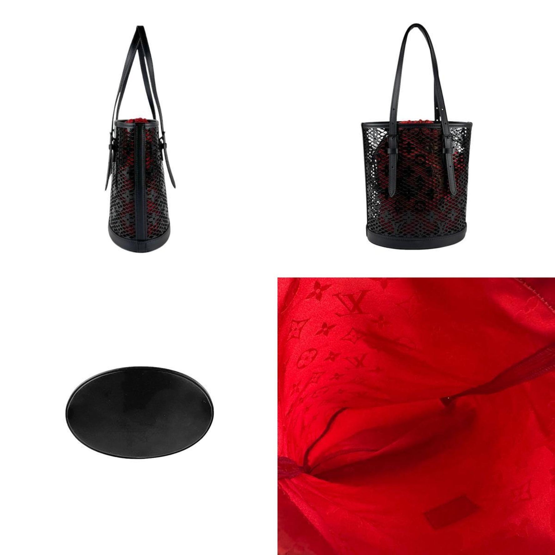 Louis Vuitton Handbag Monogram Lace Bucket PM Patent Leather