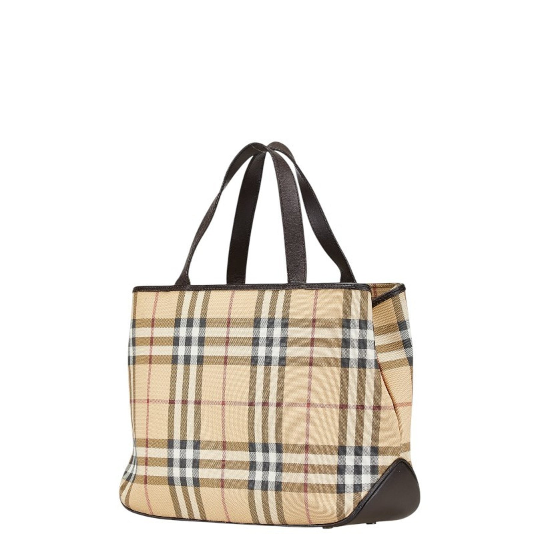 Burberry Nova Check Handbag Tote Bag Beige Brown PVC Leather