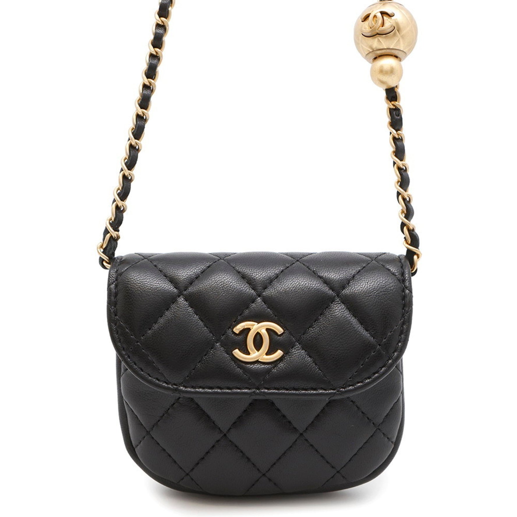 Chanel Chain Pouch Matelasse Coco Mark Lambskin Ball Bag