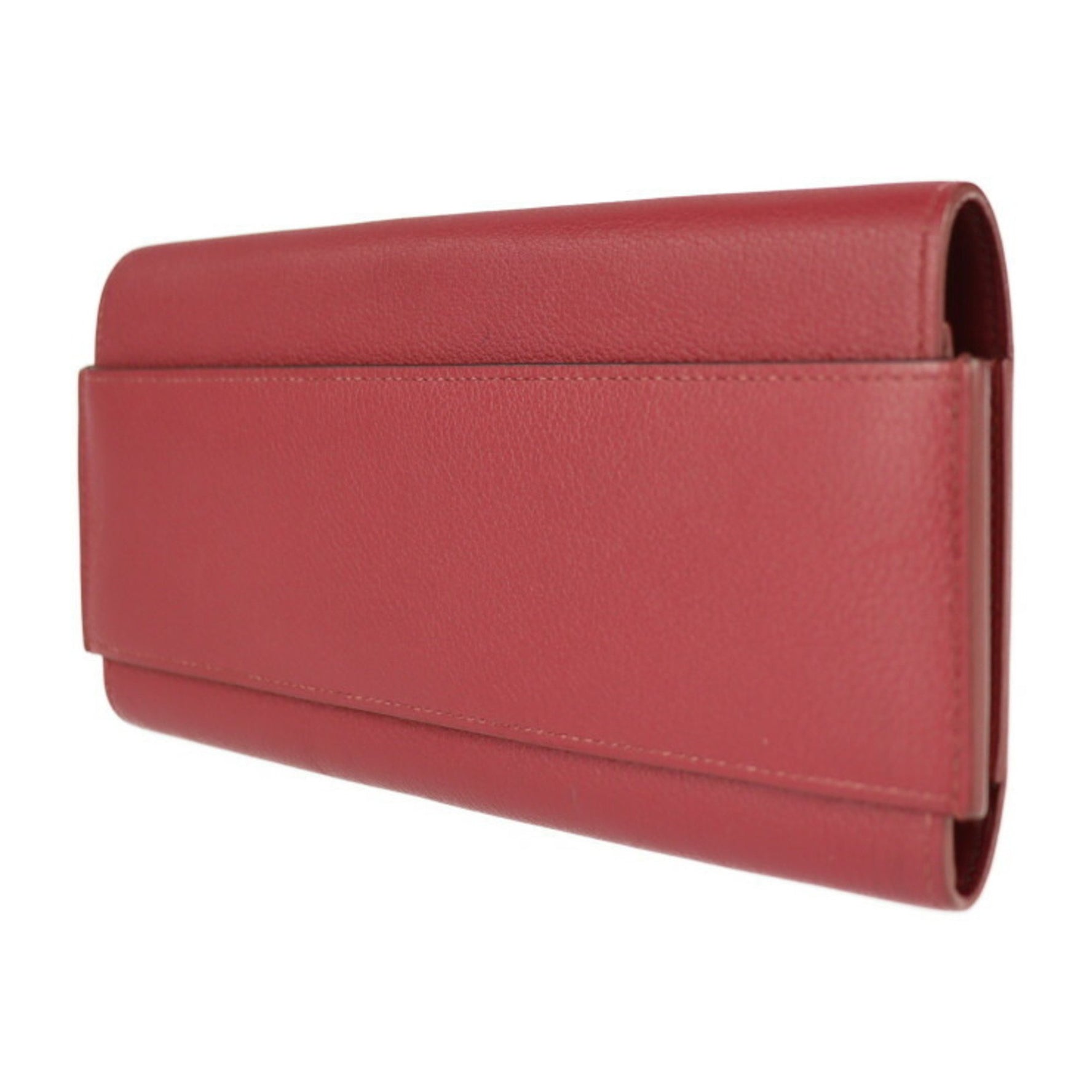 HERMES Passan Long Wallet Ever Color Rouge Grena Red Bifold X Engraved