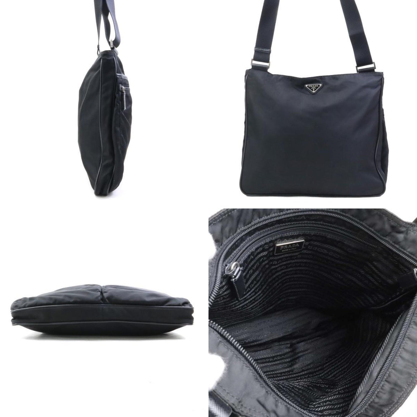 Prada Shoulder Bag Nylon Silver Men's