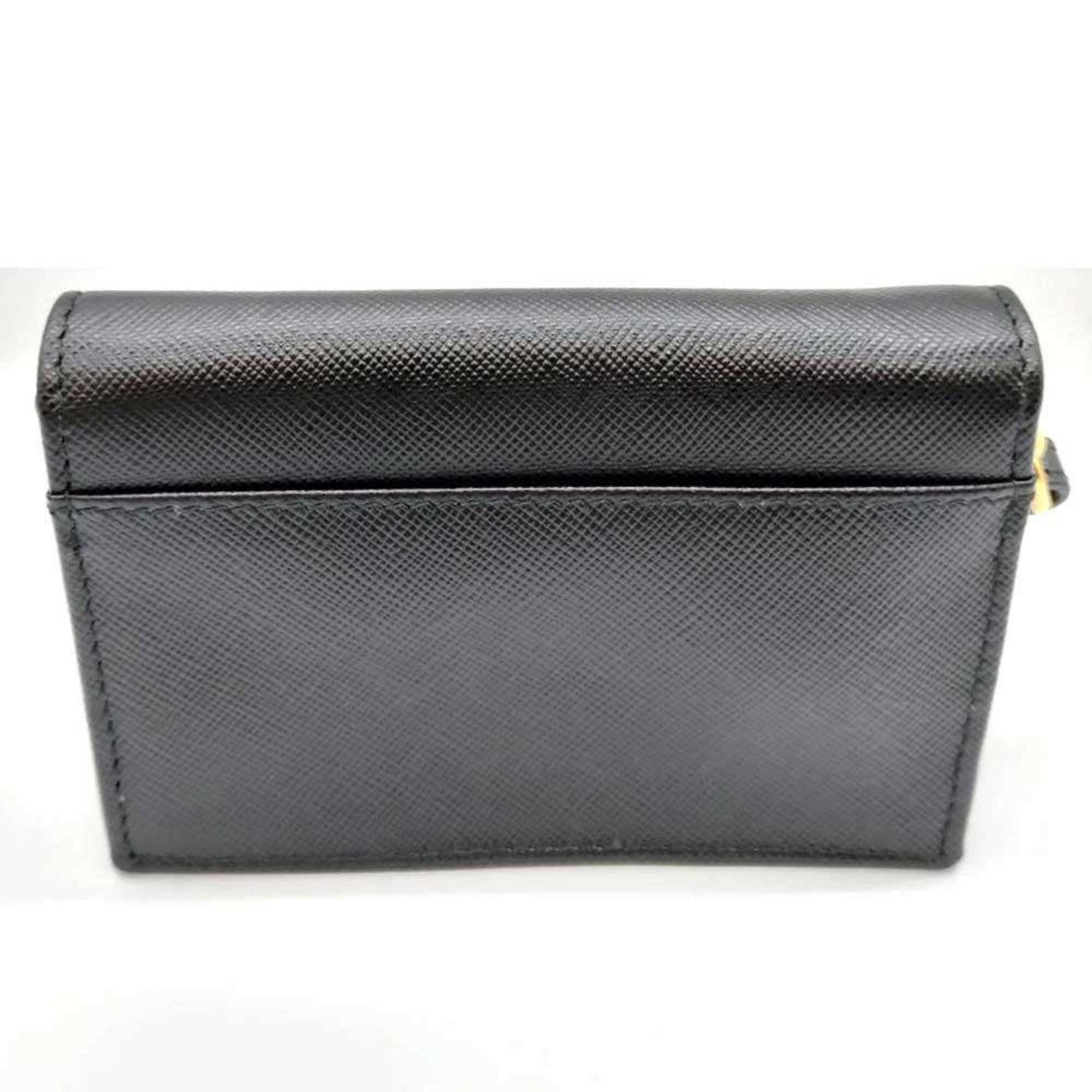 Prada Card Case, Nero Saffiano Metal, Business Holder, Flap, with Strap