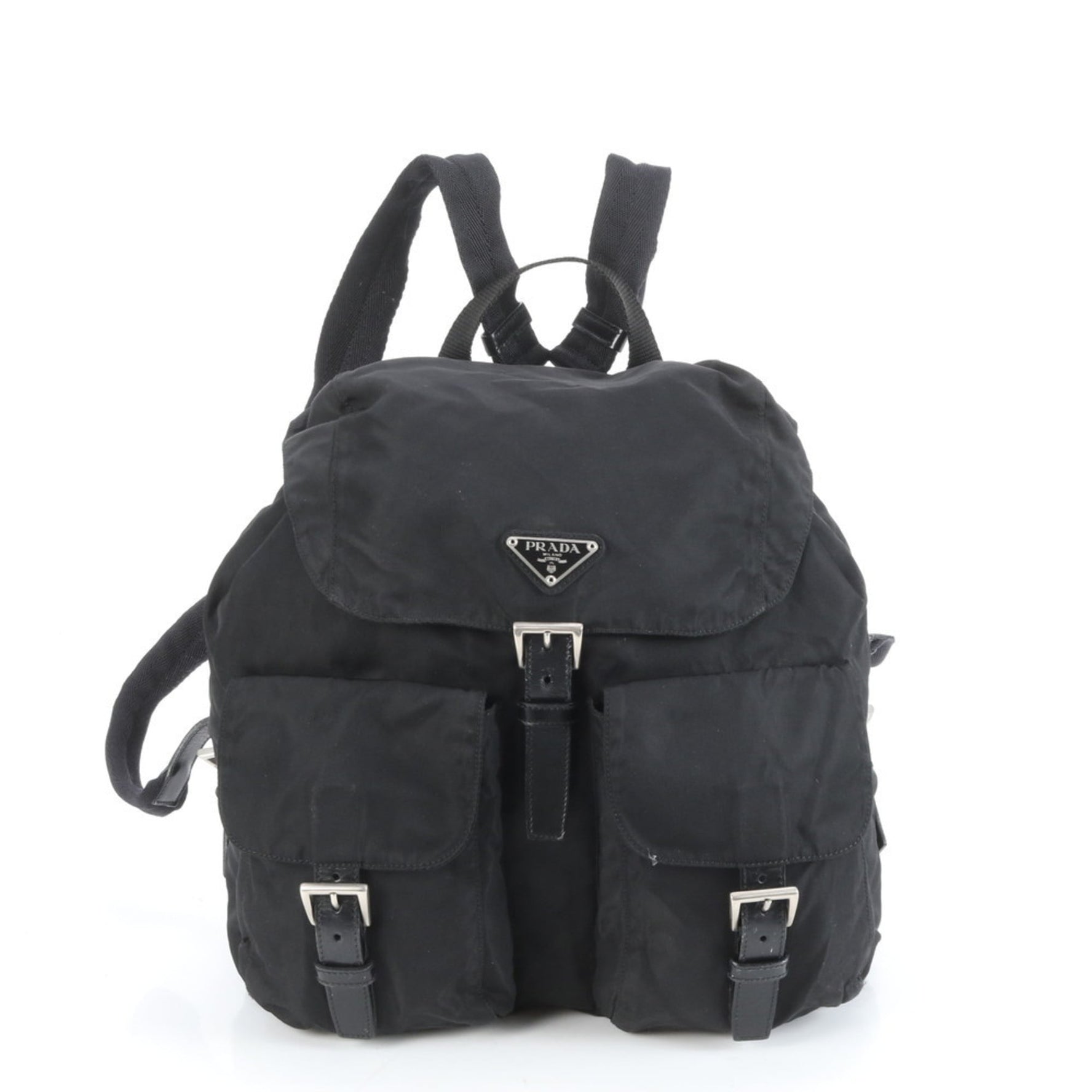 Prada Tessuto nylon triangle logo leather backpack