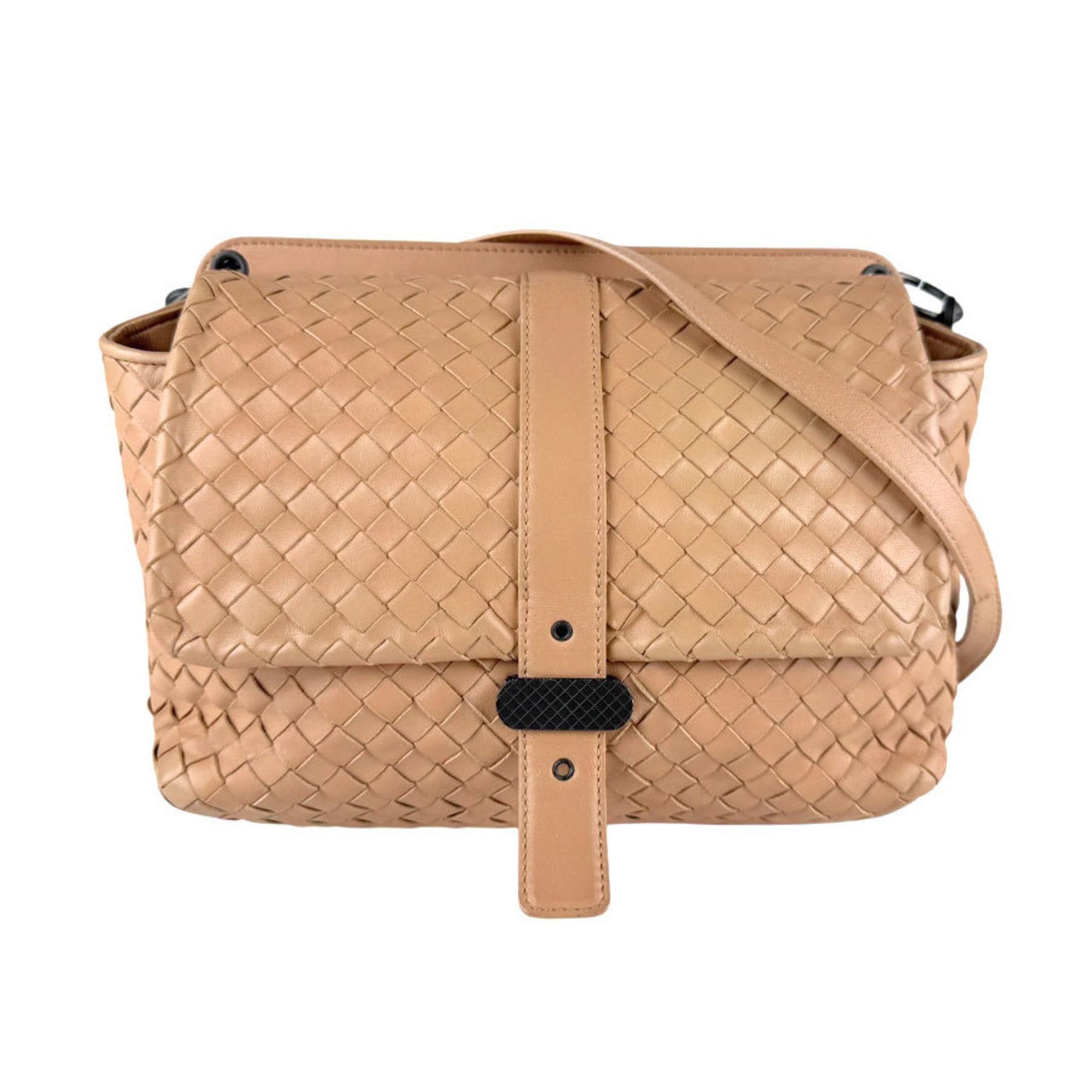 Bottega Veneta Intrecciato Leather Shoulder Bag in Pink Beige